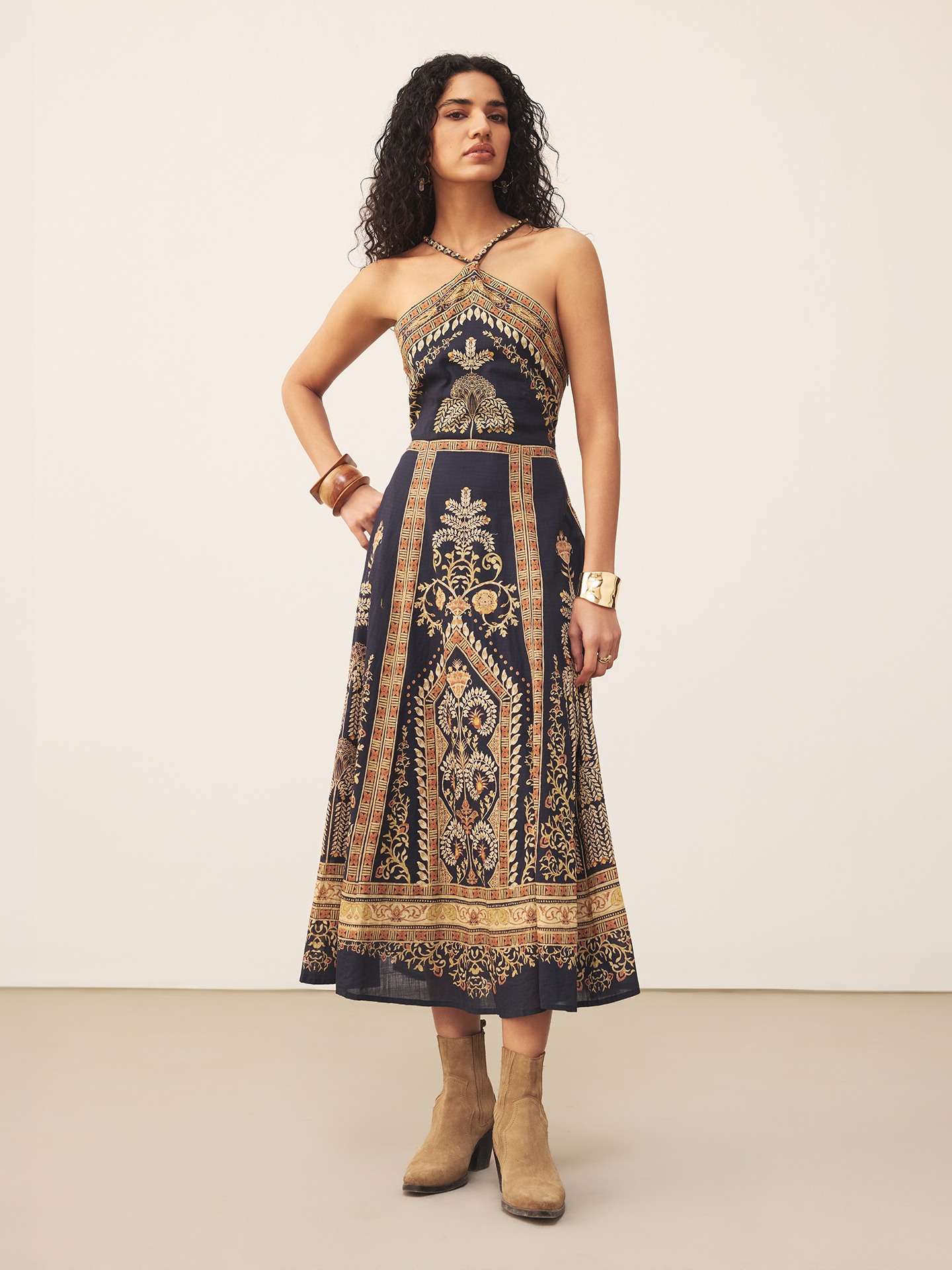 Black Pattachitra Long Dress