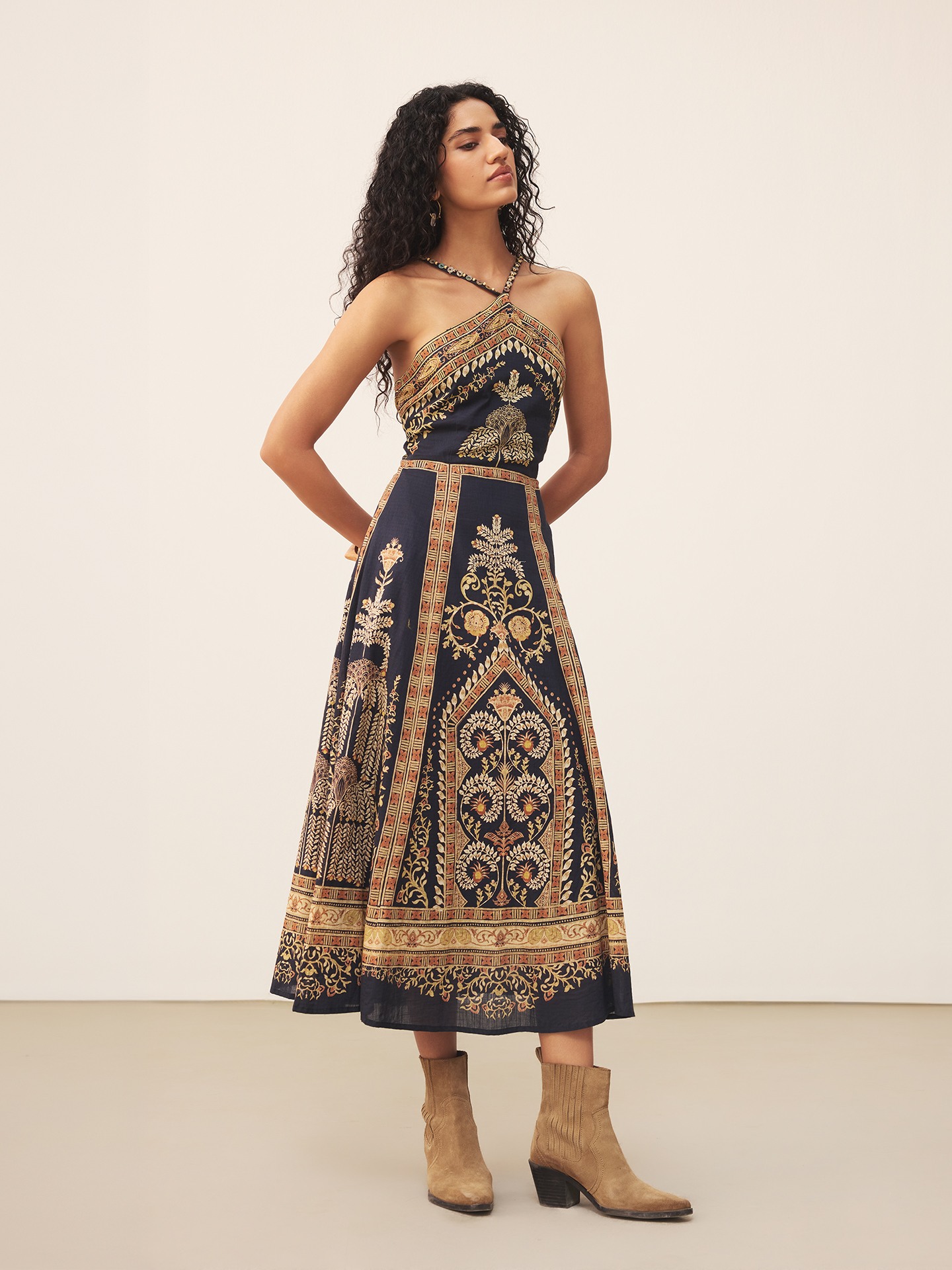 Black Pattachitra Long Dress