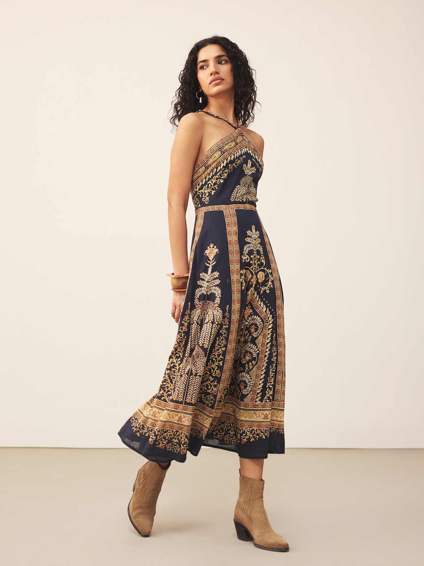 Black Pattachitra Long Dress