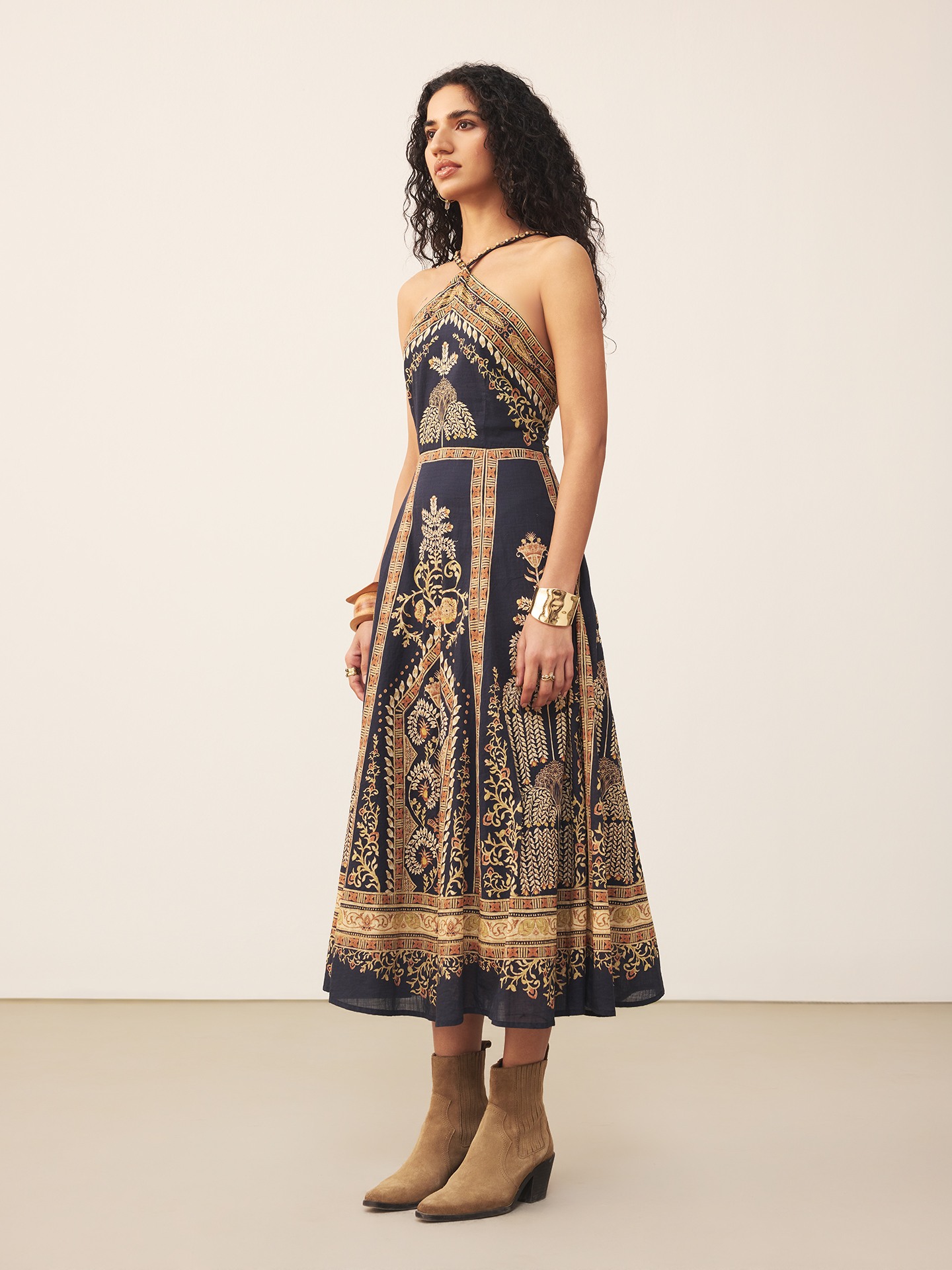Black Pattachitra Long Dress