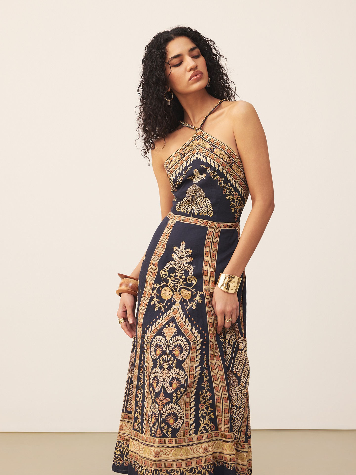 Black Pattachitra Long Dress