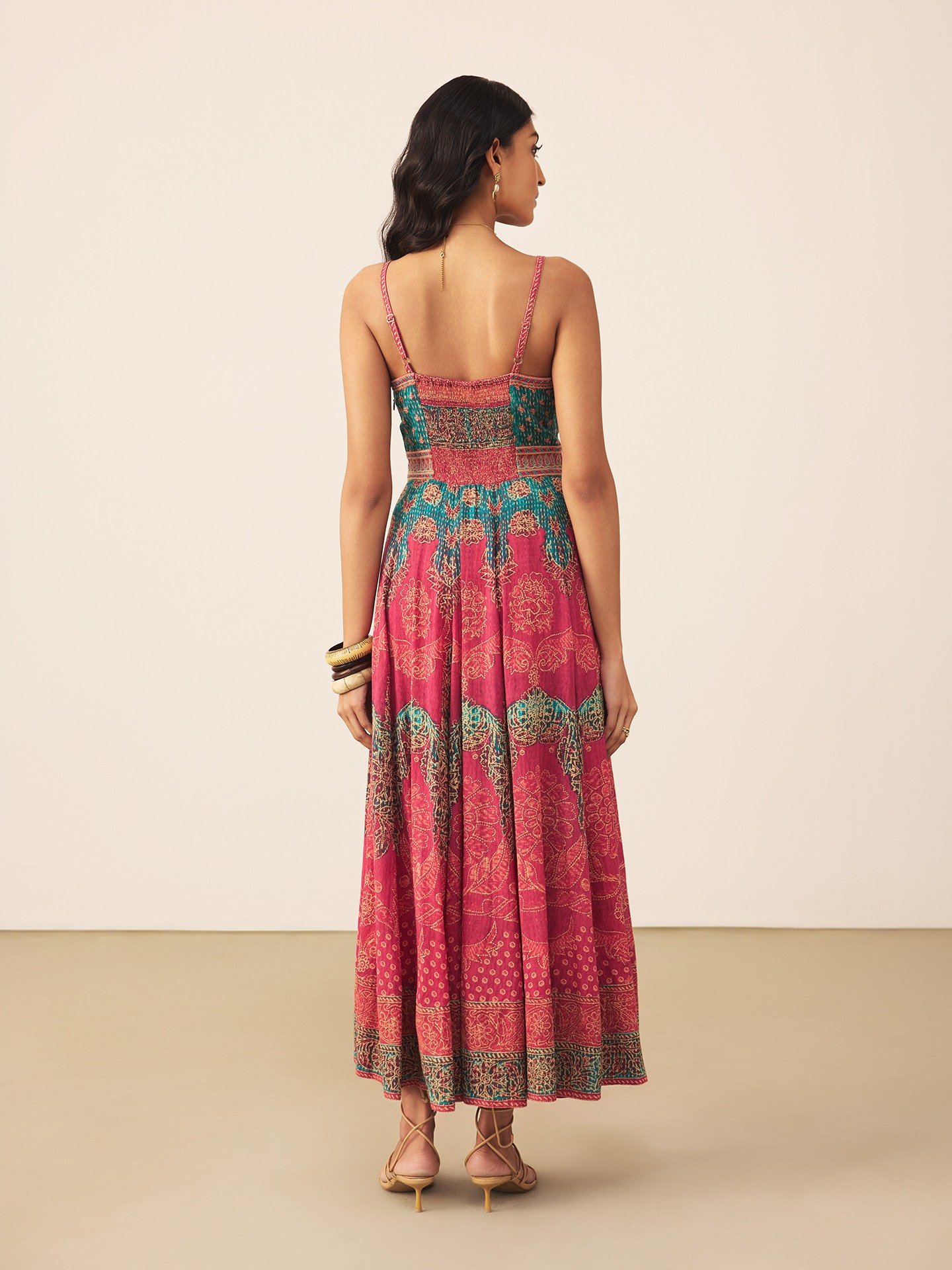Teal Safflower Long Dress