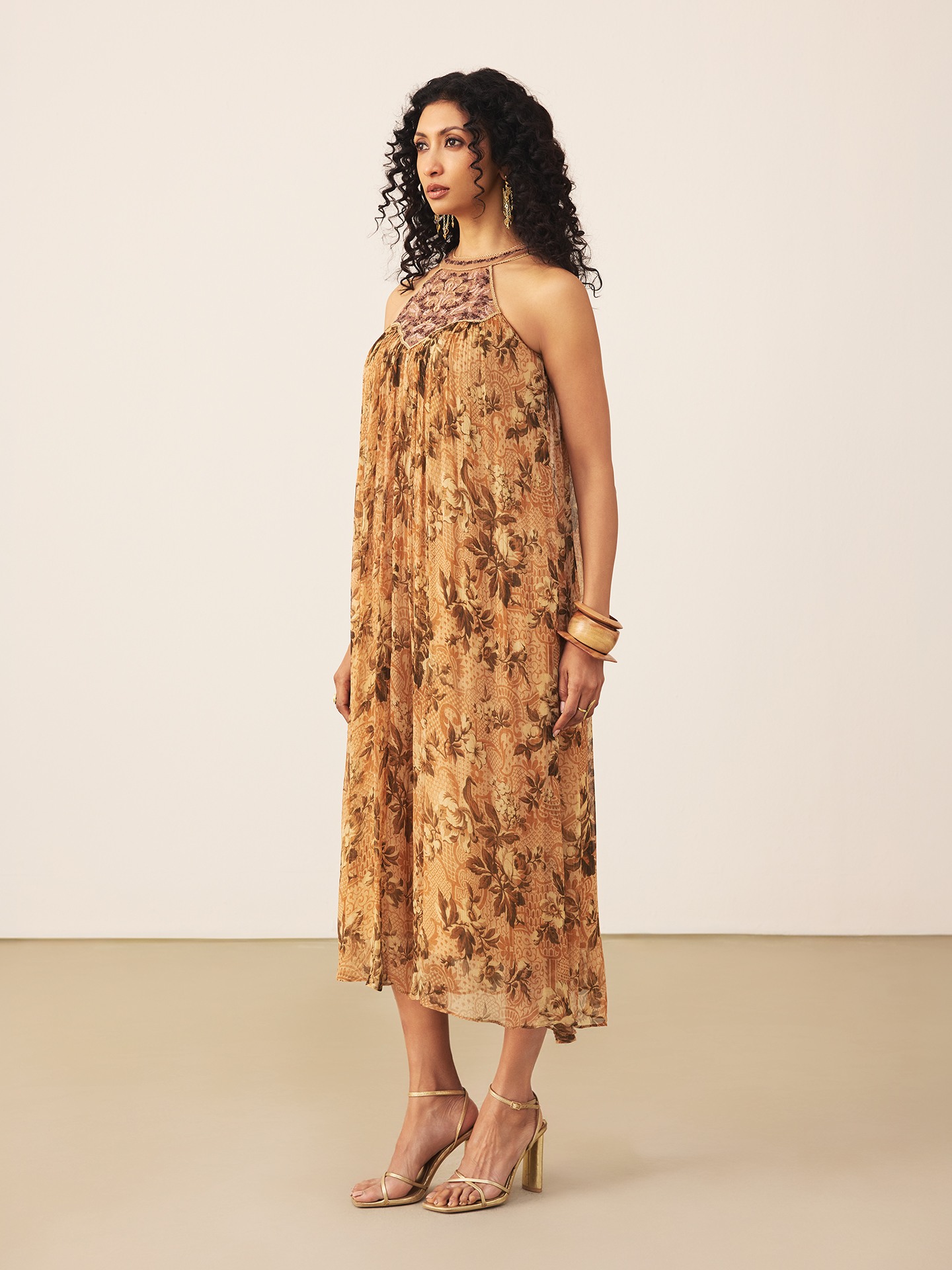Brown Flowrence Long Dress
