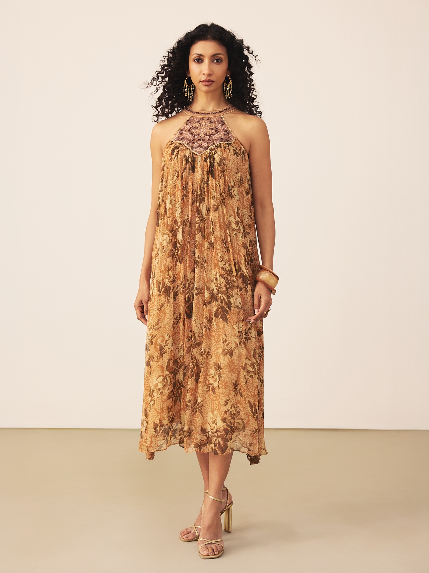 Brown Flowrence Long Dress
