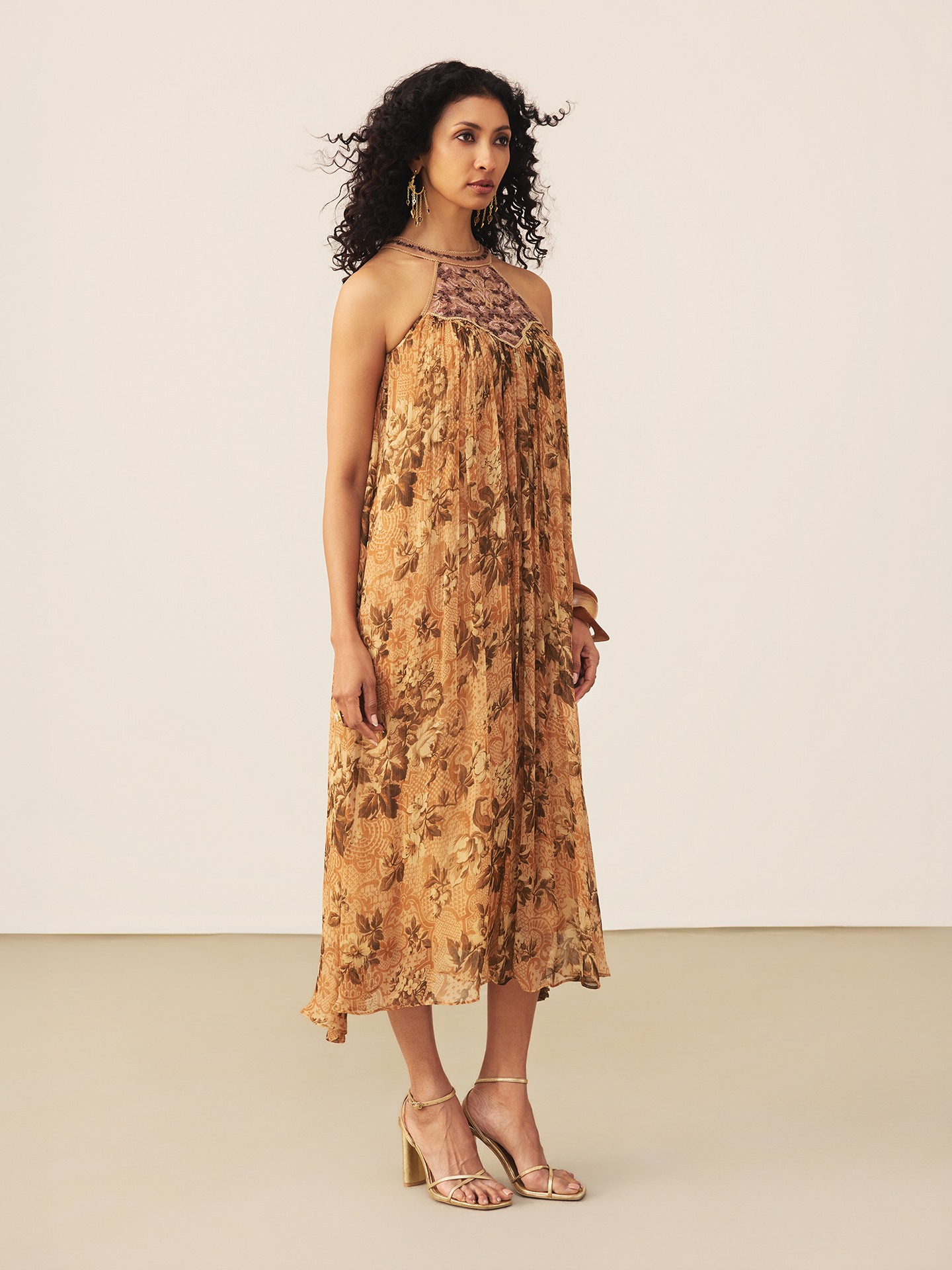 Brown Flowrence Long Dress