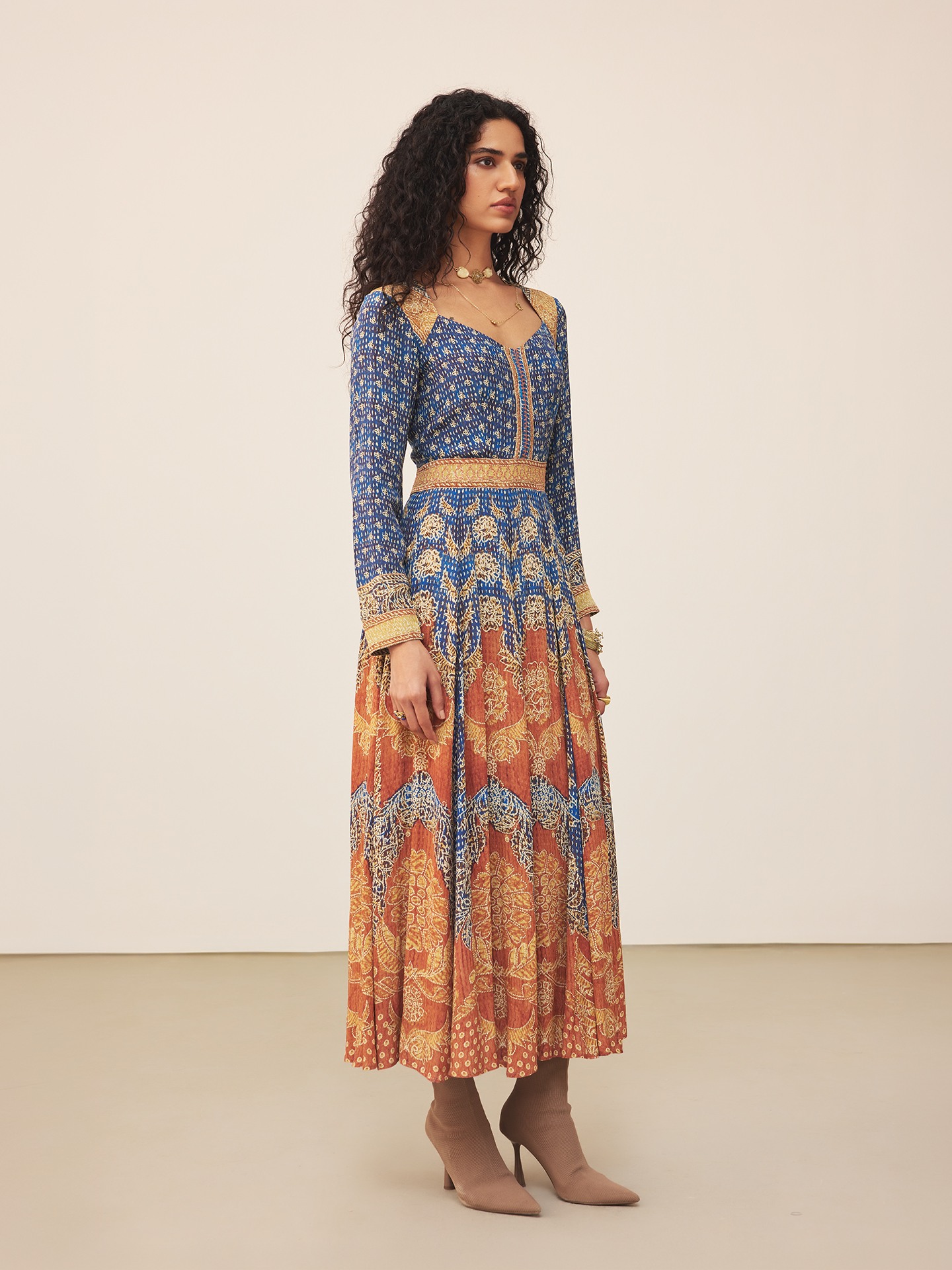 Blue Safflower Long Dress