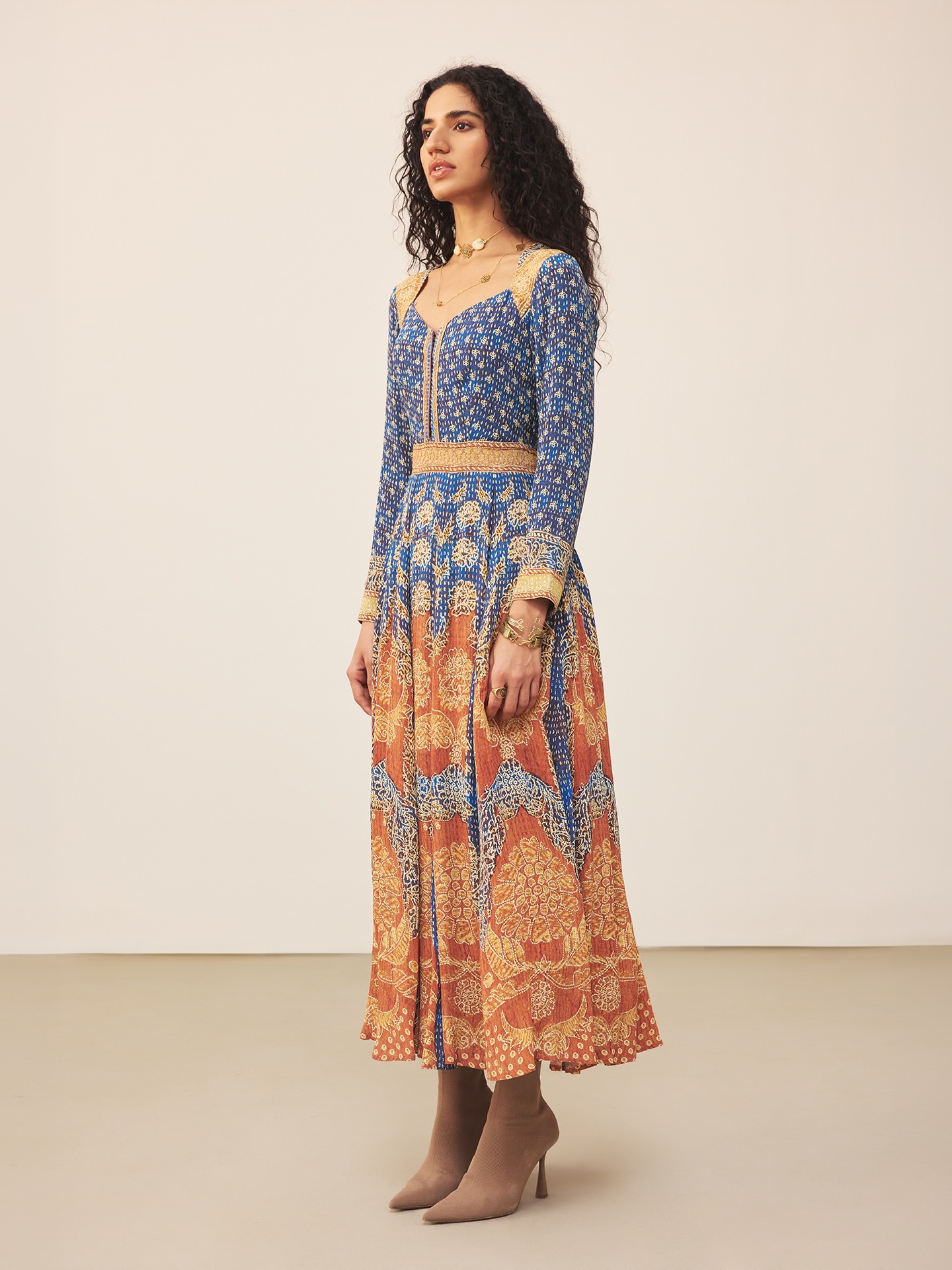 Blue Safflower Long Dress