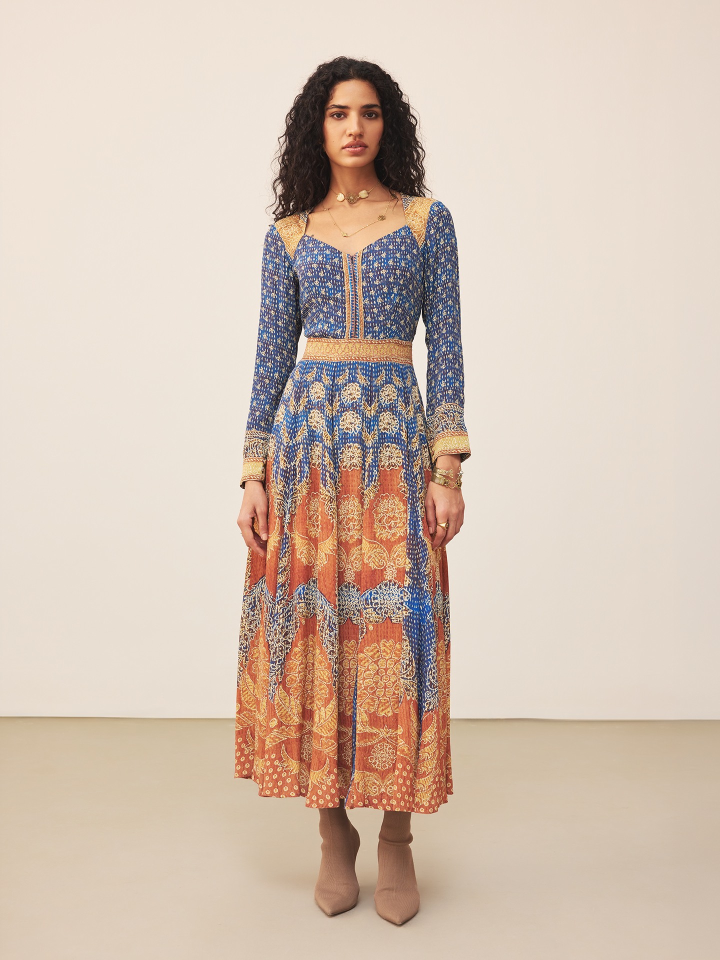 Blue Safflower Long Dress