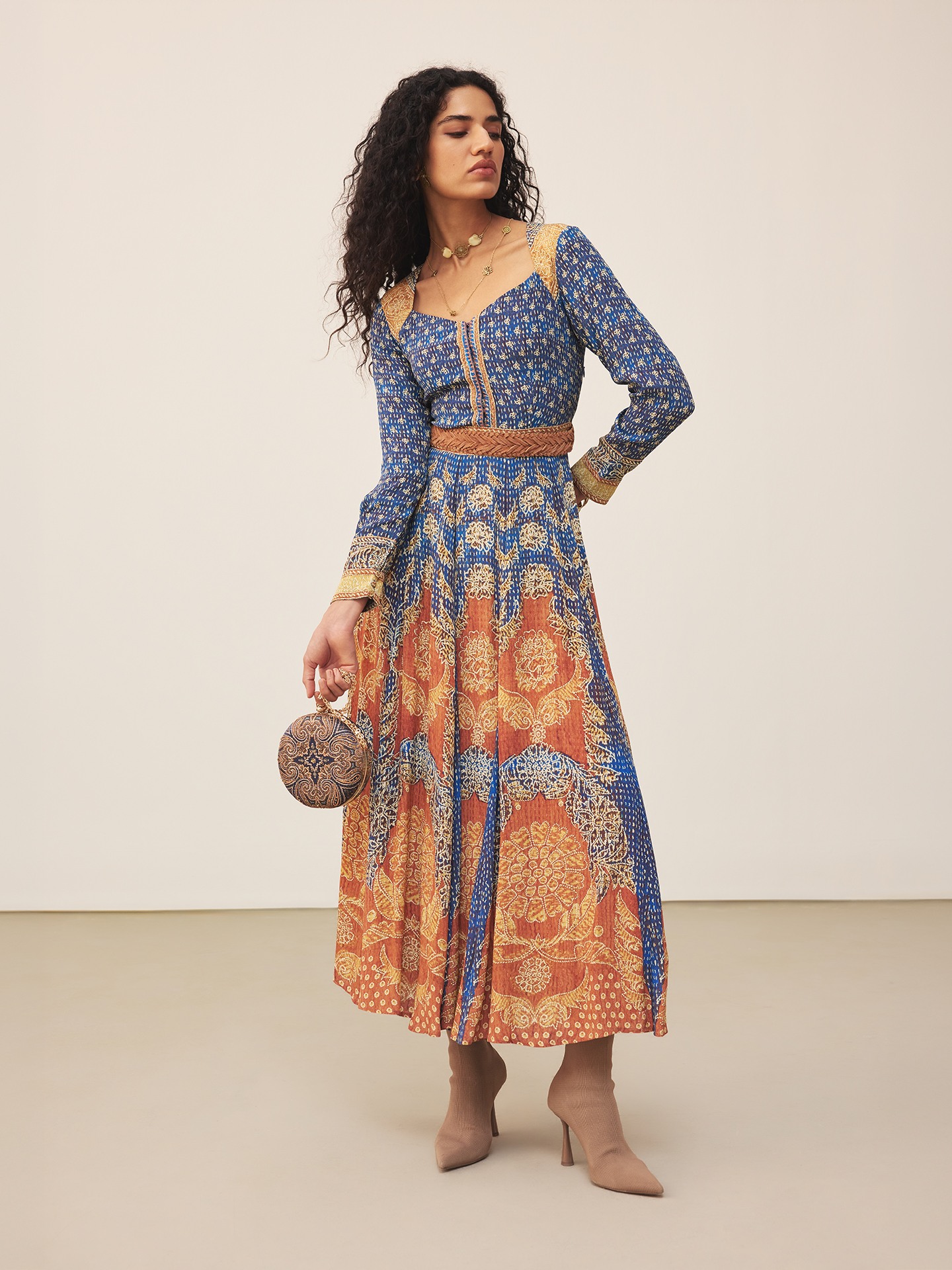 Blue Safflower Long Dress