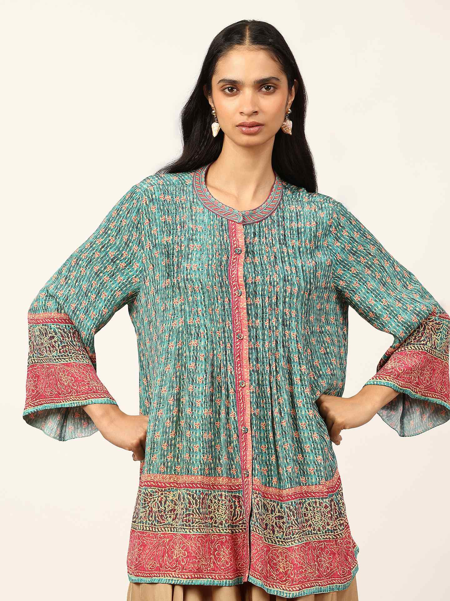 Teal Safflower Shirt