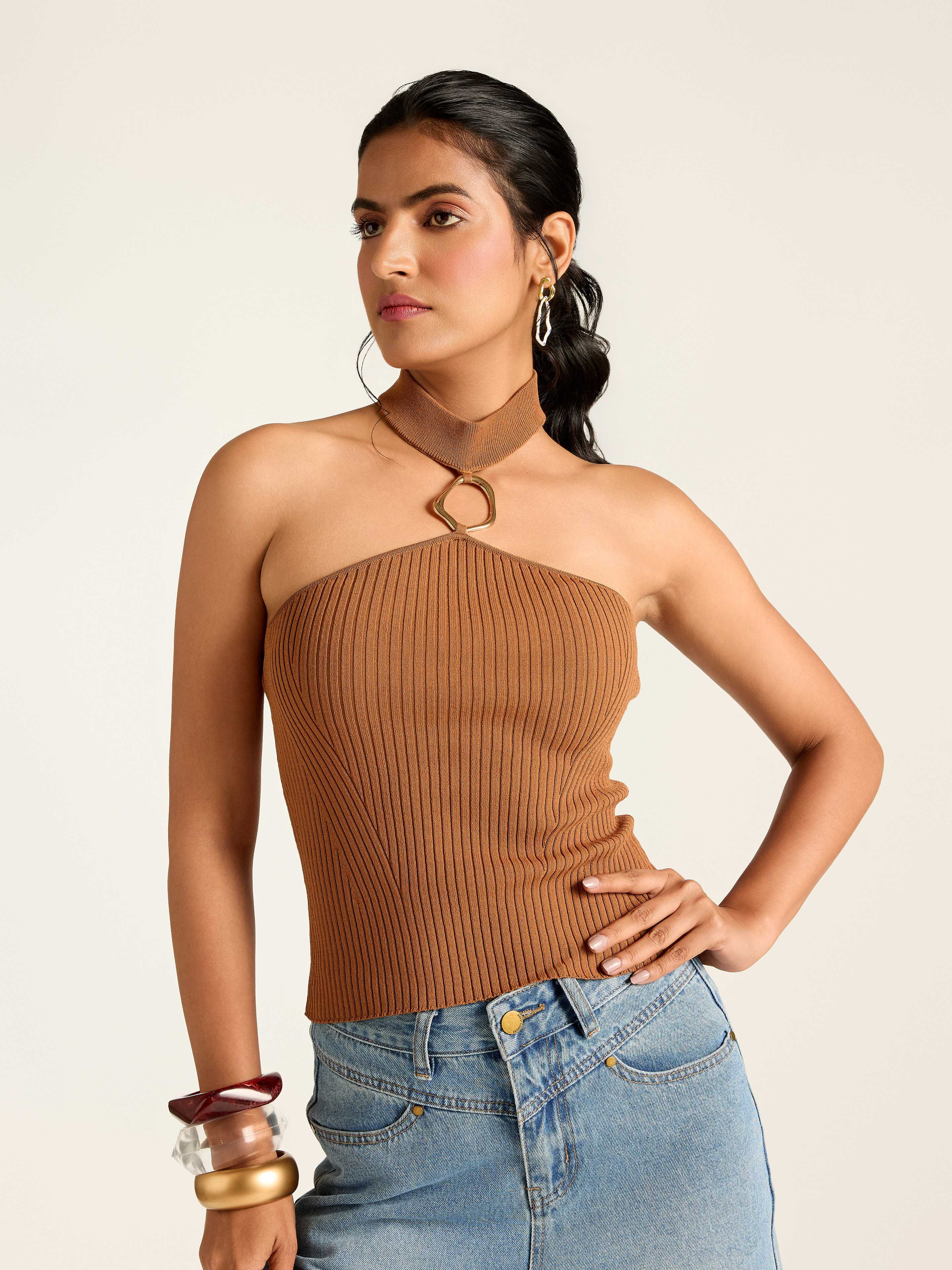 Tan Chase Short Top