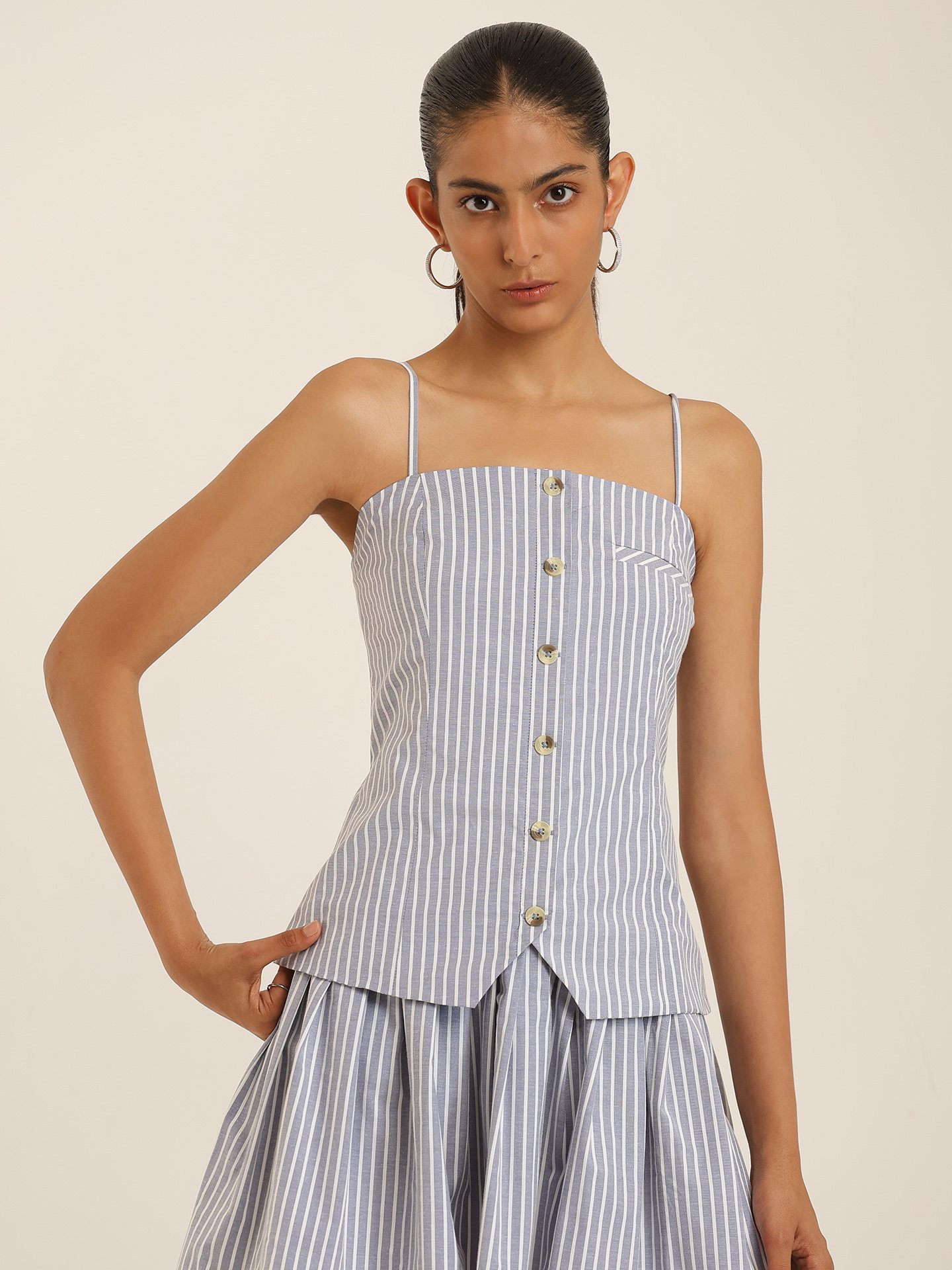 Blue White Elma Short Dress