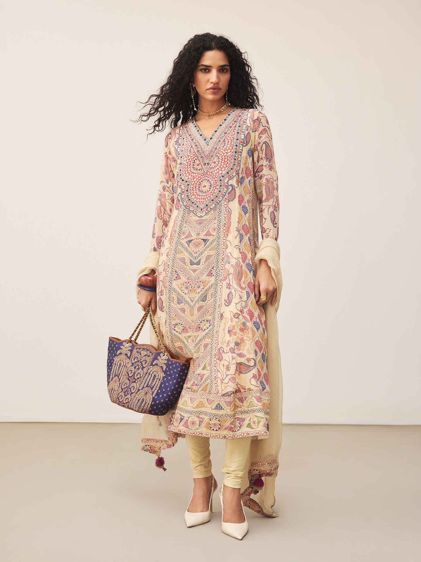 Ecru Kantha Art Suit Set