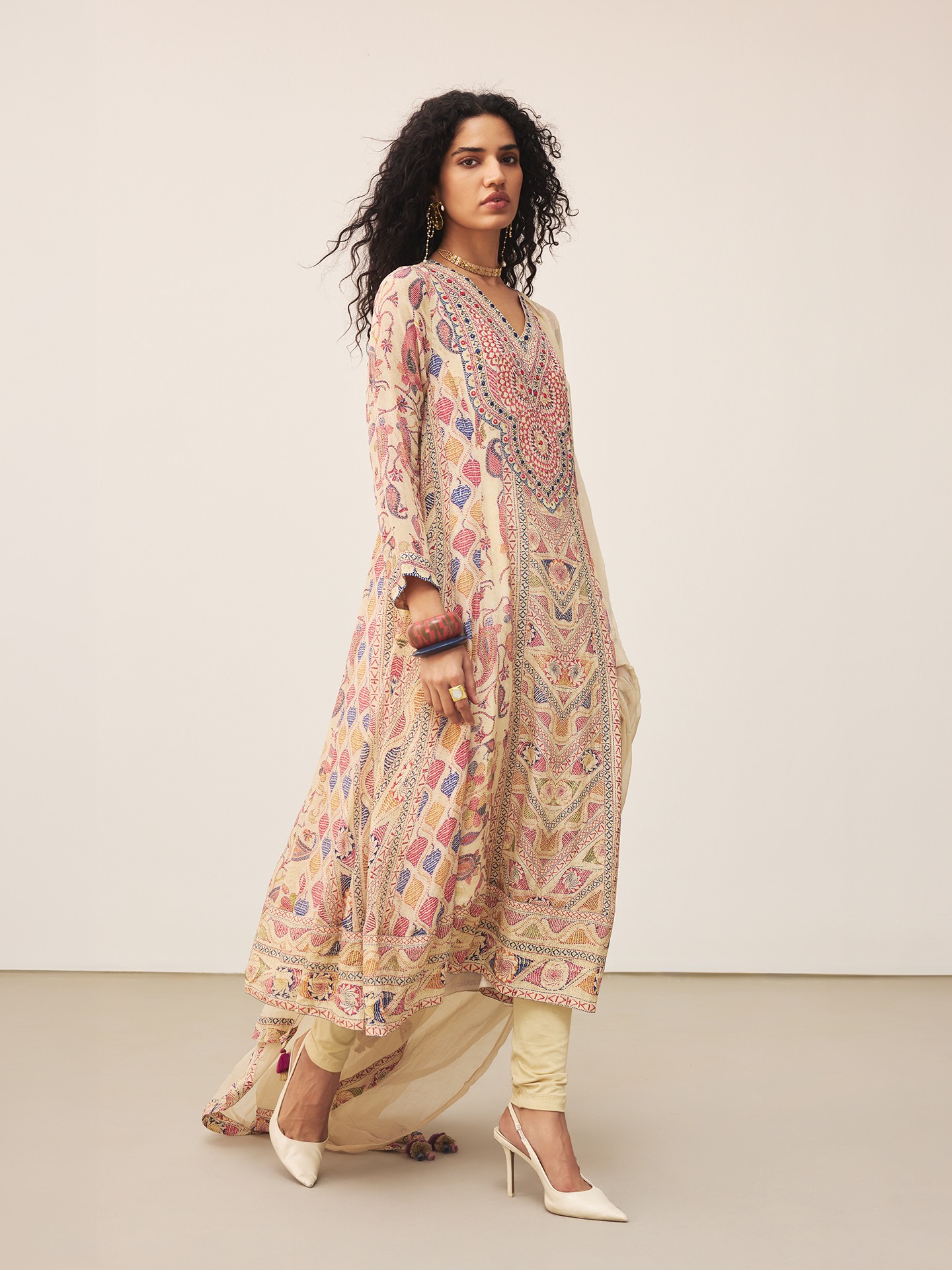 Ecru Kantha Art Suit Set