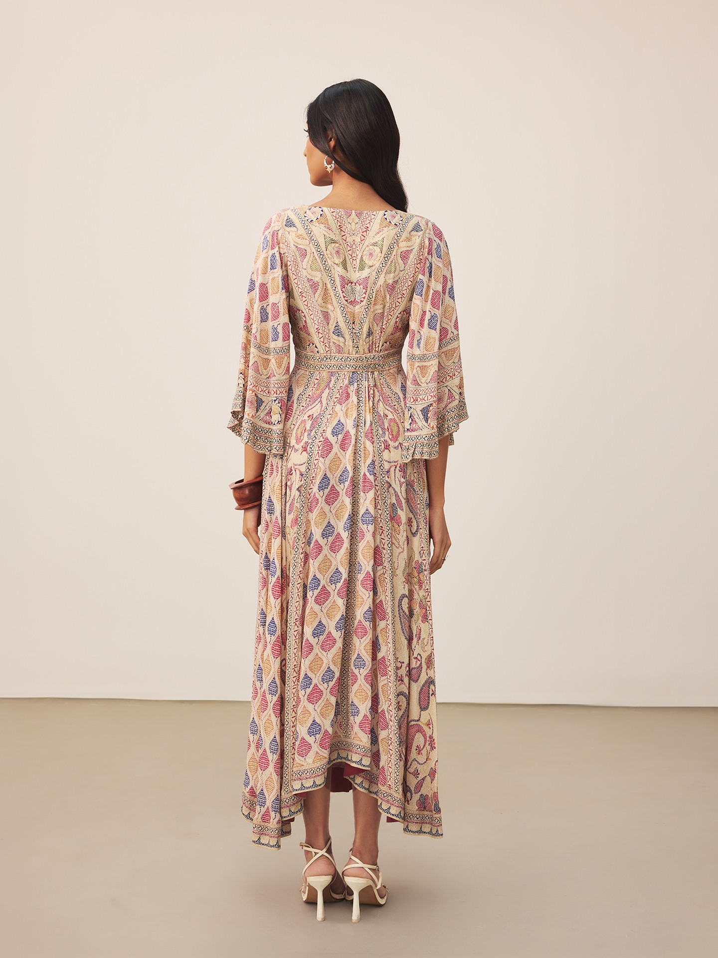 Ecru Kantha Art Long Dress
