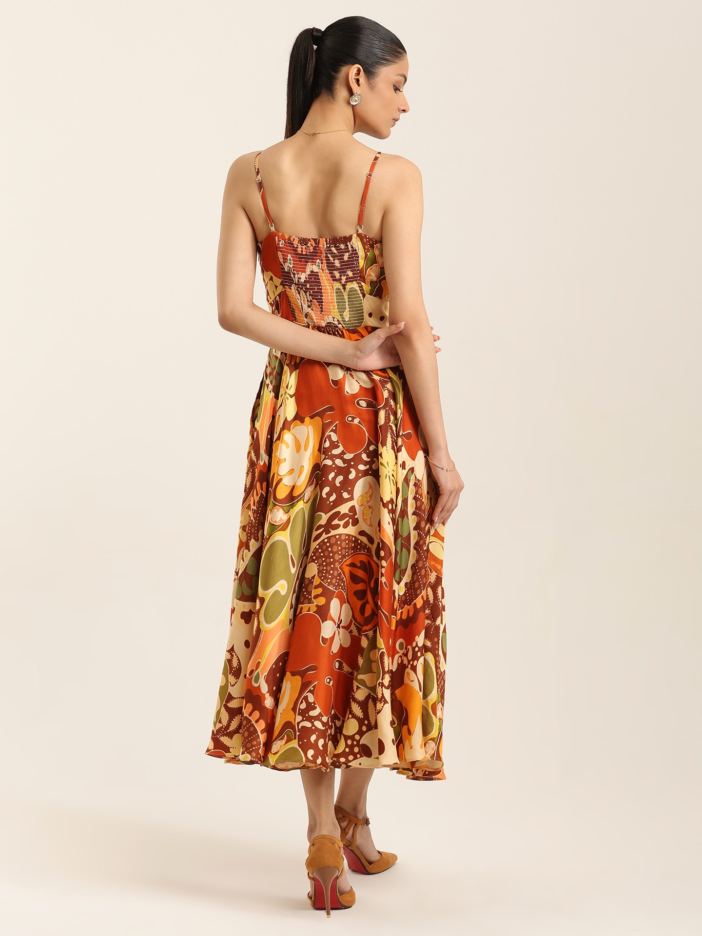 Multi Brown Margo Long Dress