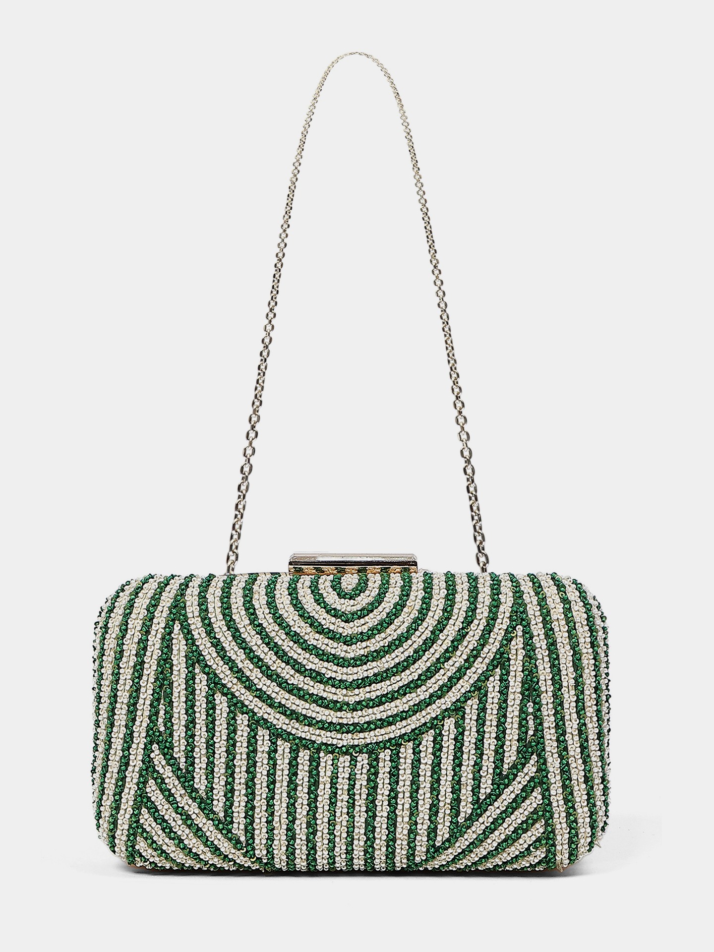 Green Ecru Kali  Clutch