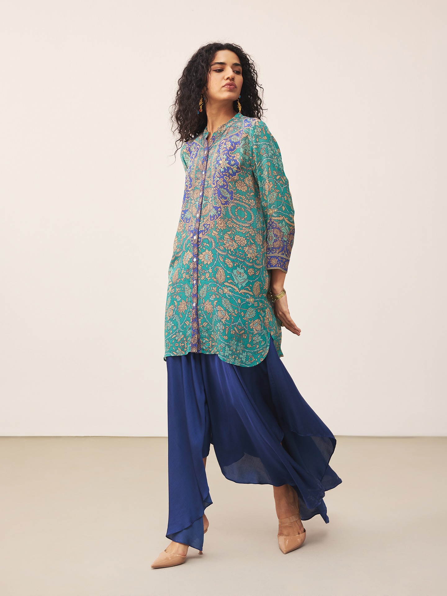 Teal Sonmarg Kurta