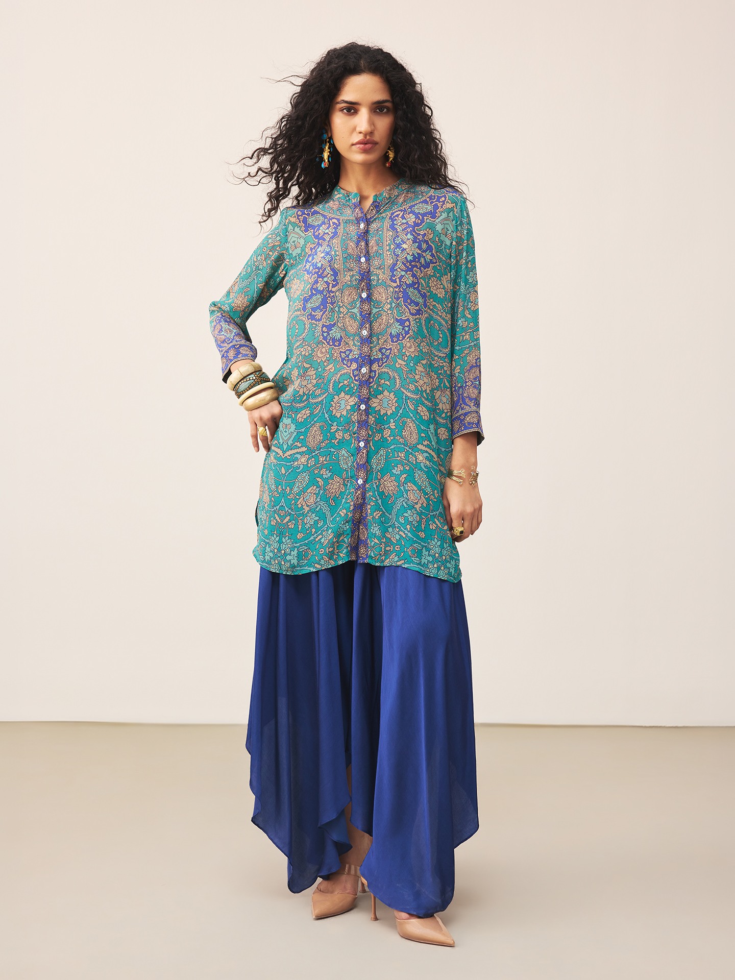 Teal Sonmarg Kurta