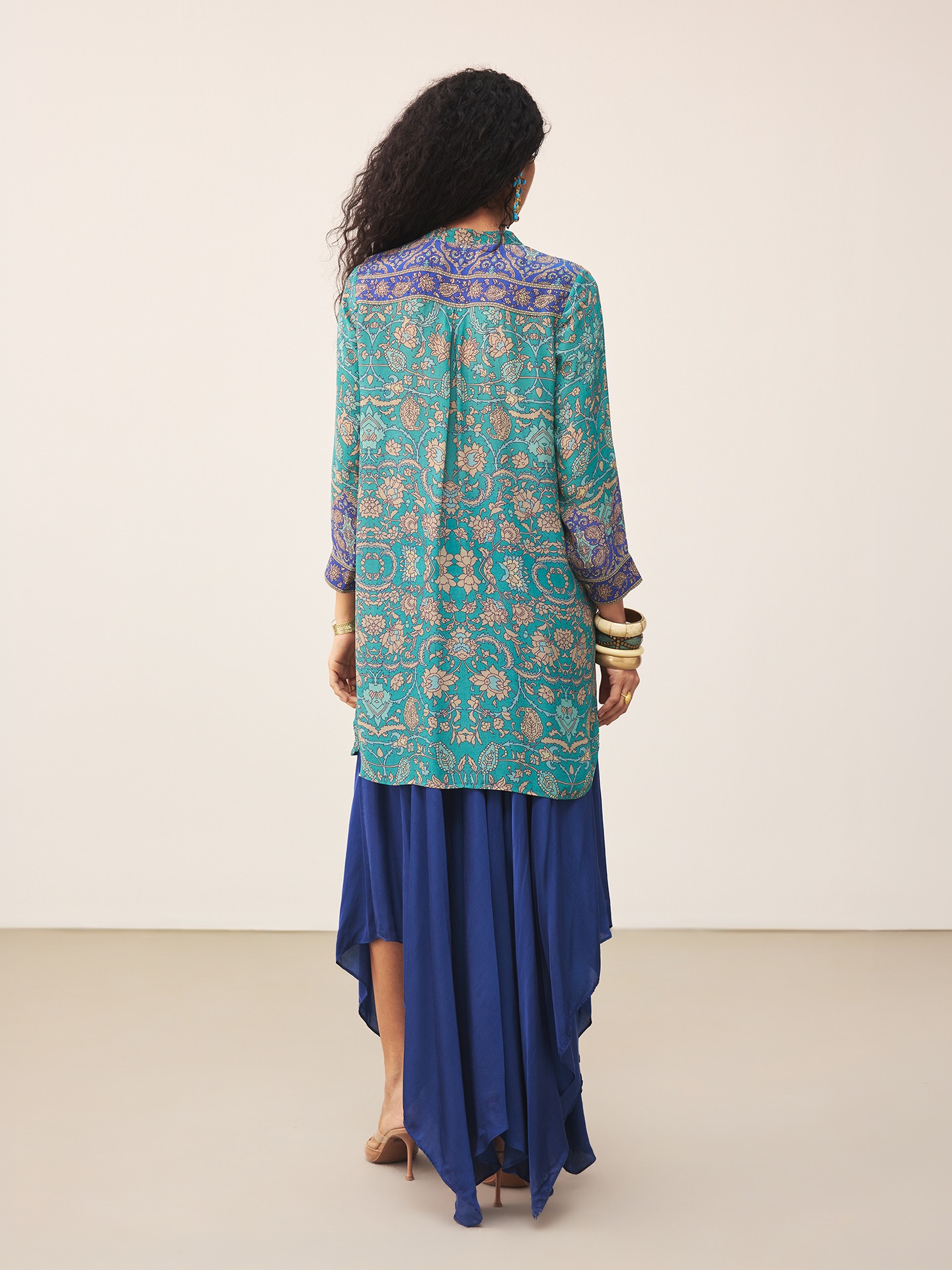 Teal Sonmarg Kurta