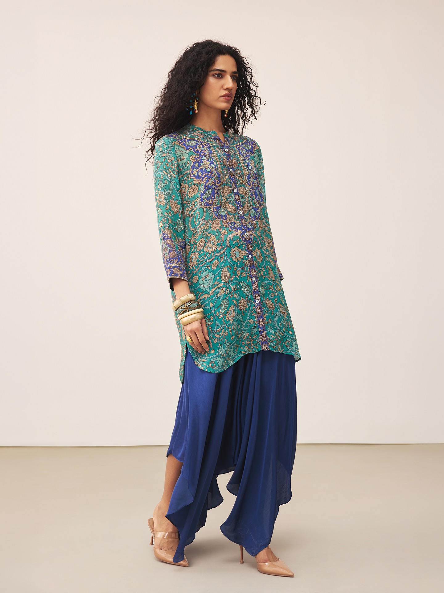 Teal Sonmarg Kurta