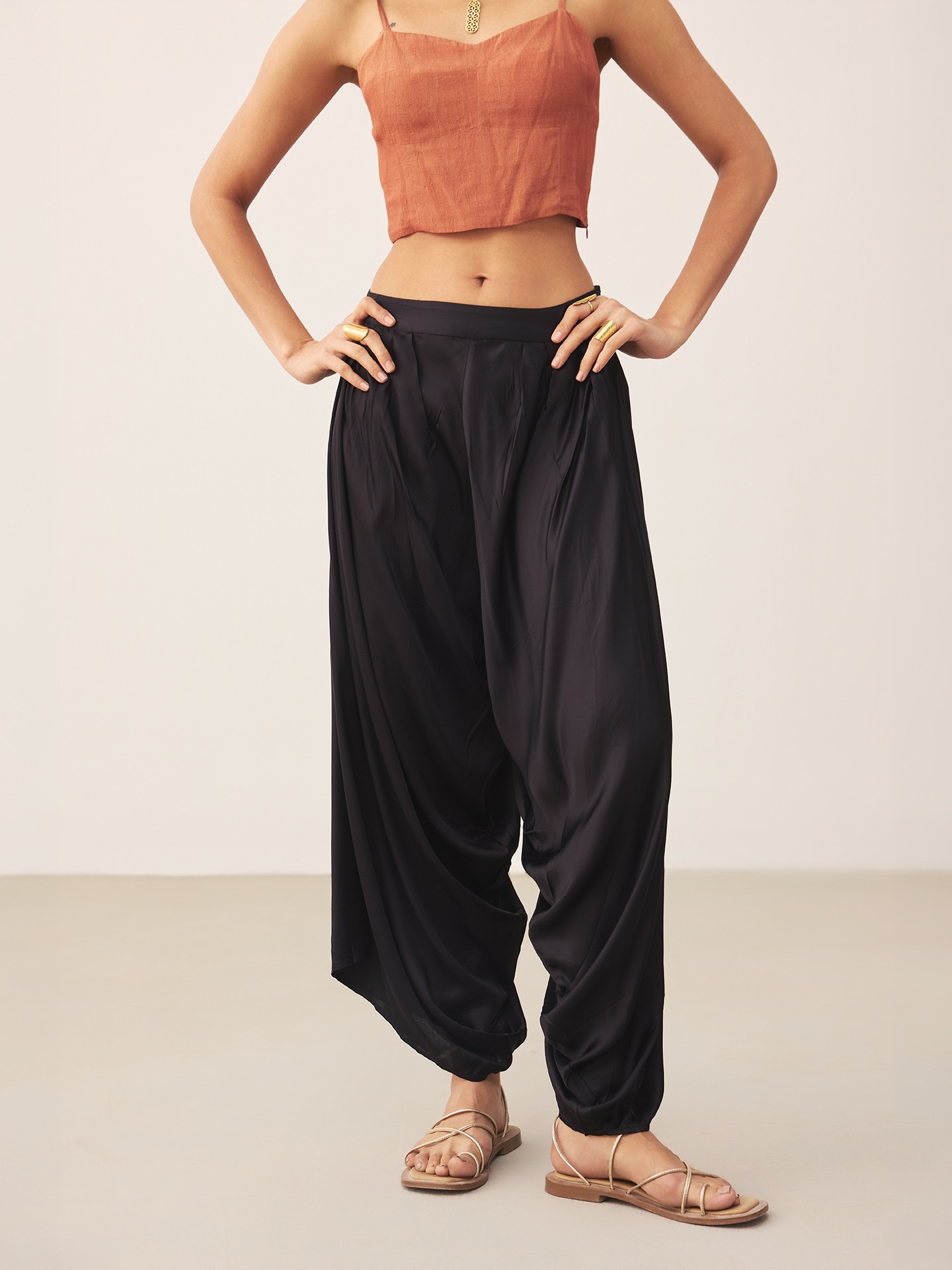 Black Cowl Pants