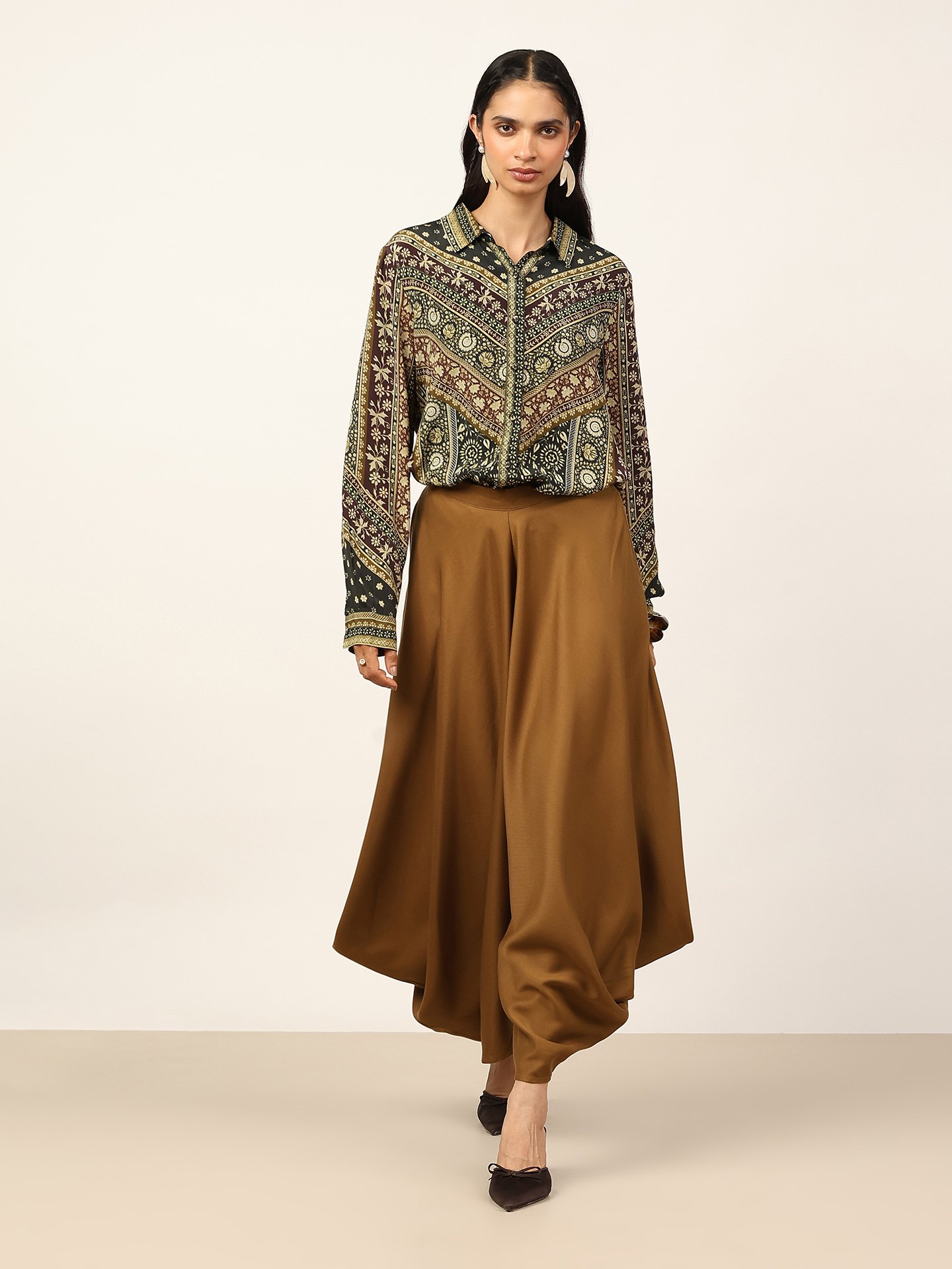 Khaki Green Cowl Pants