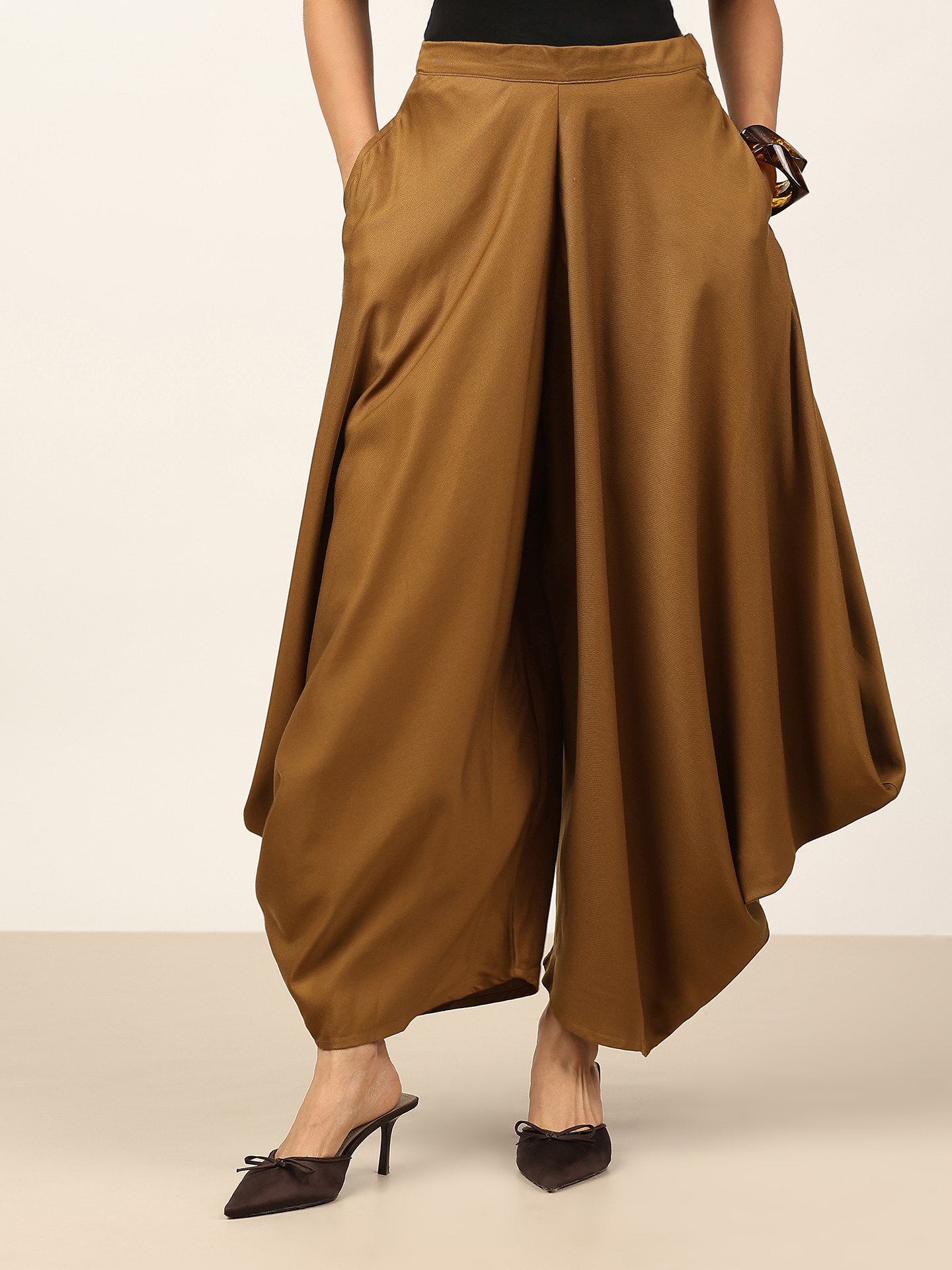Khaki Green Cowl Pants