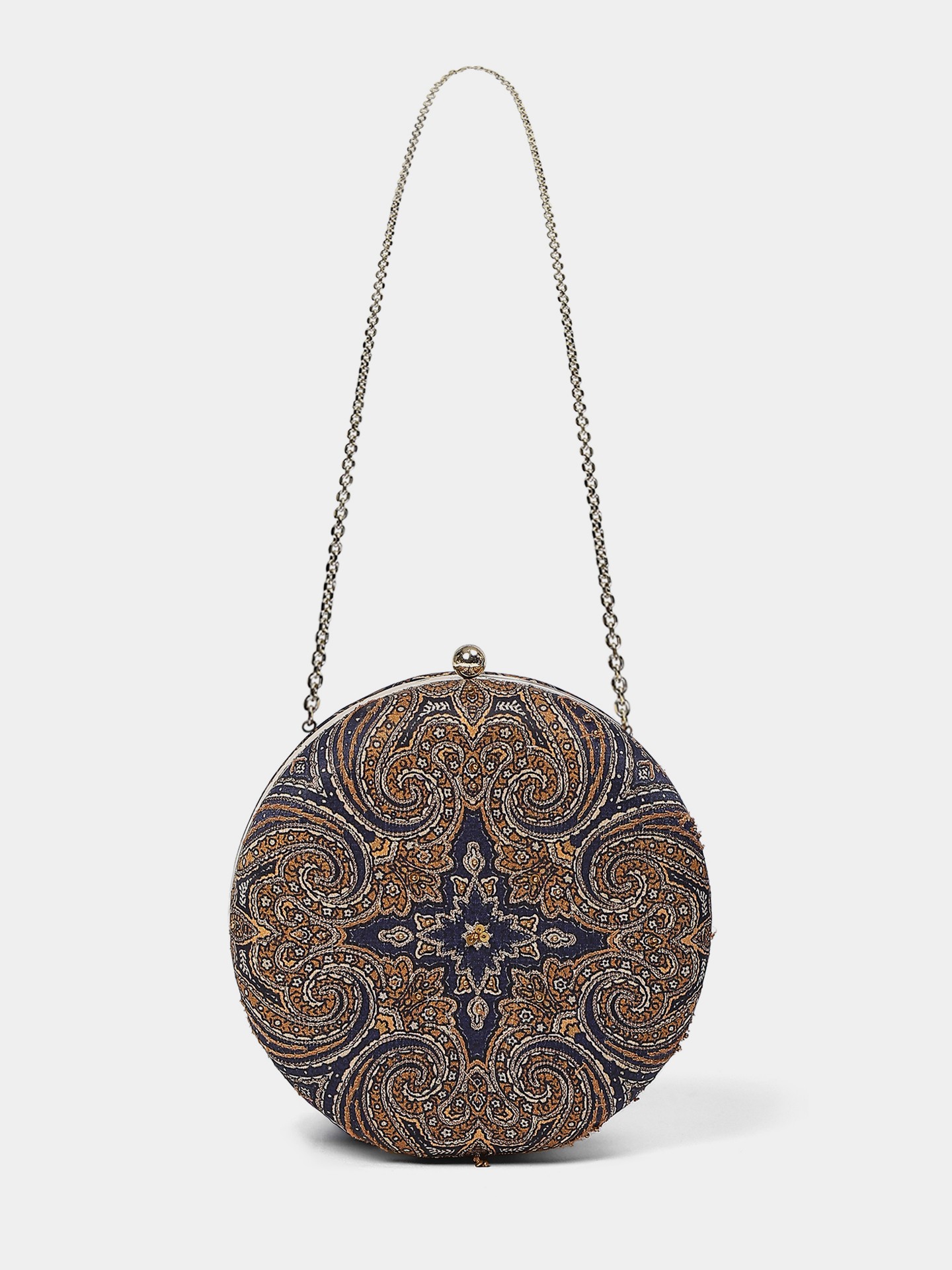 Navy Blue Jamawar Clutch