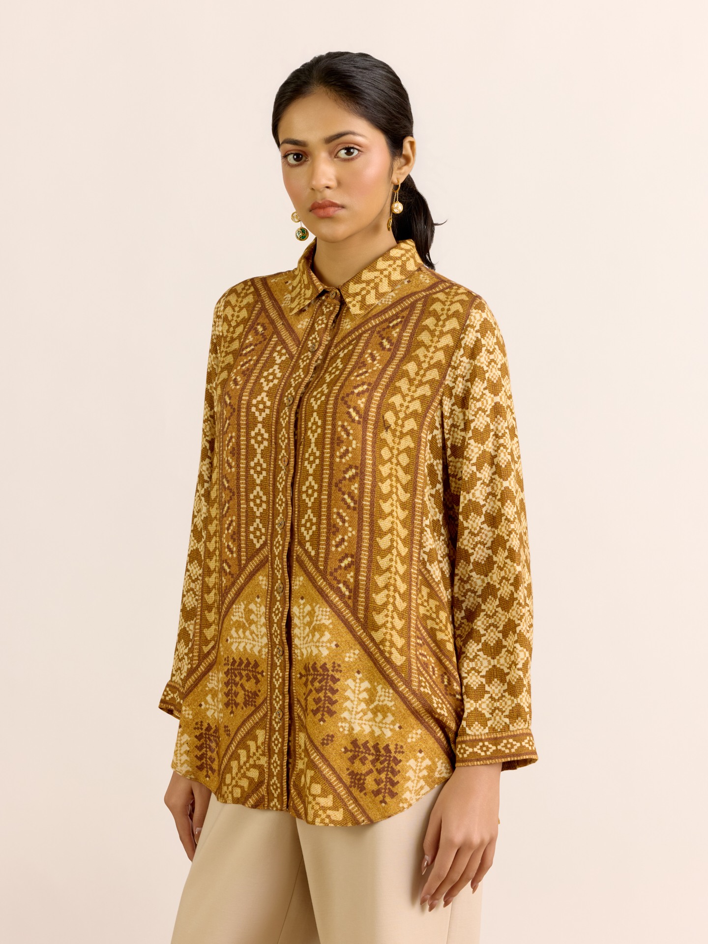 Khaki Swarnam Shirt