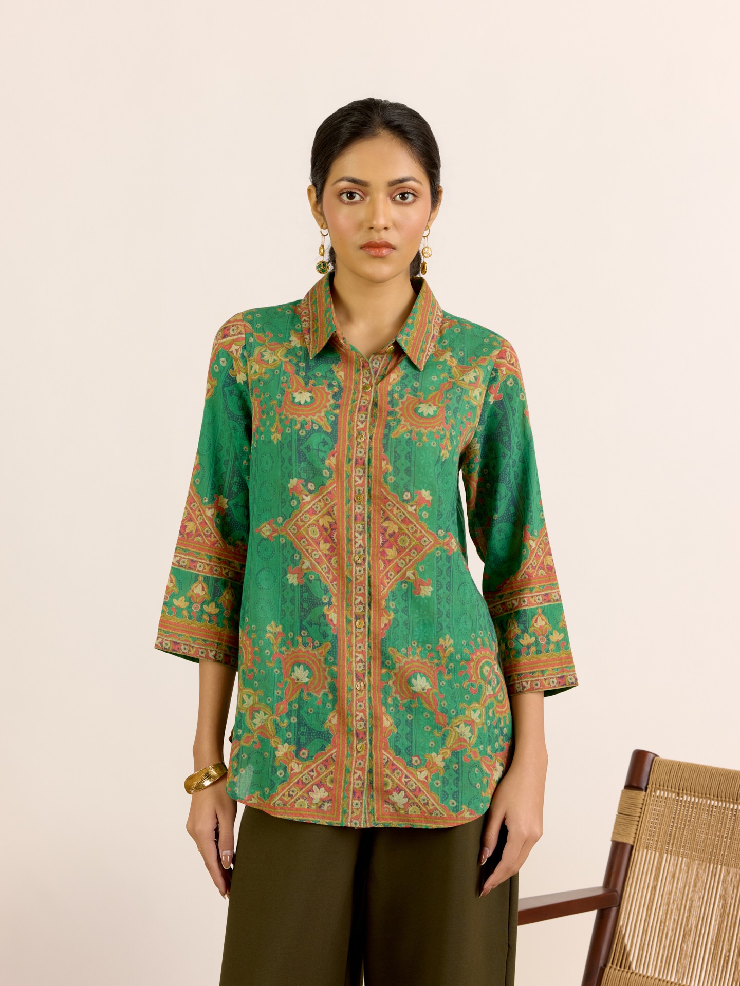 Emerald Green Sarang Shirt