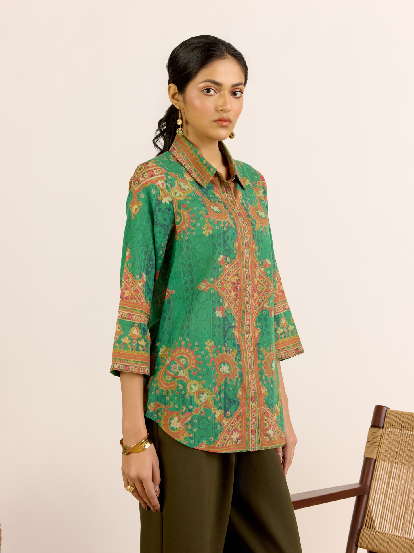 Emerald Green Sarang Shirt