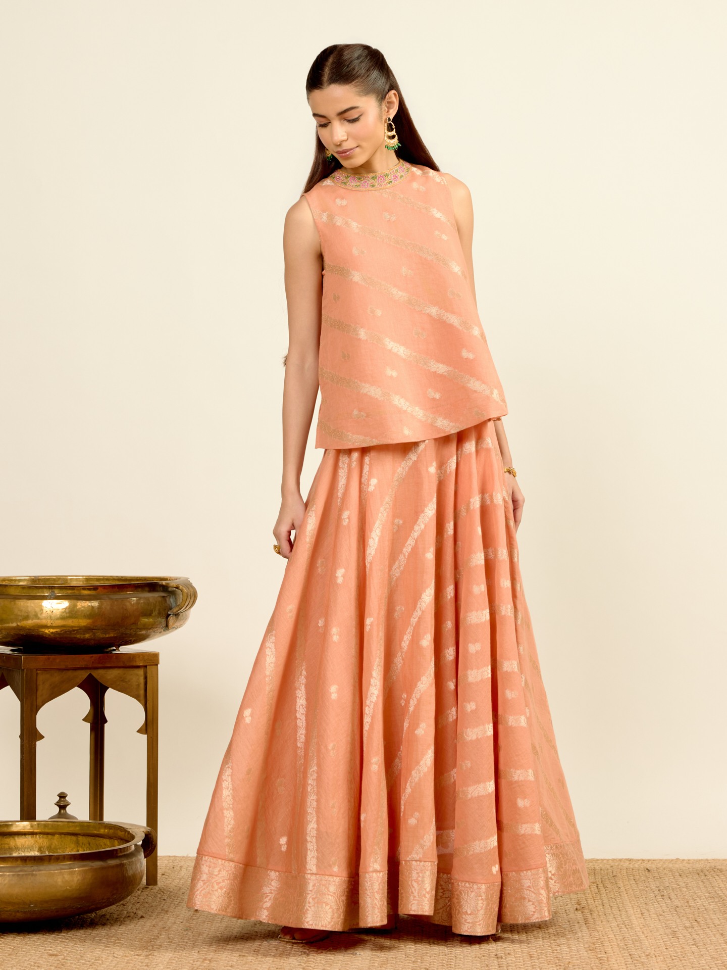 Peach Sudiksha Festive Skirt Set