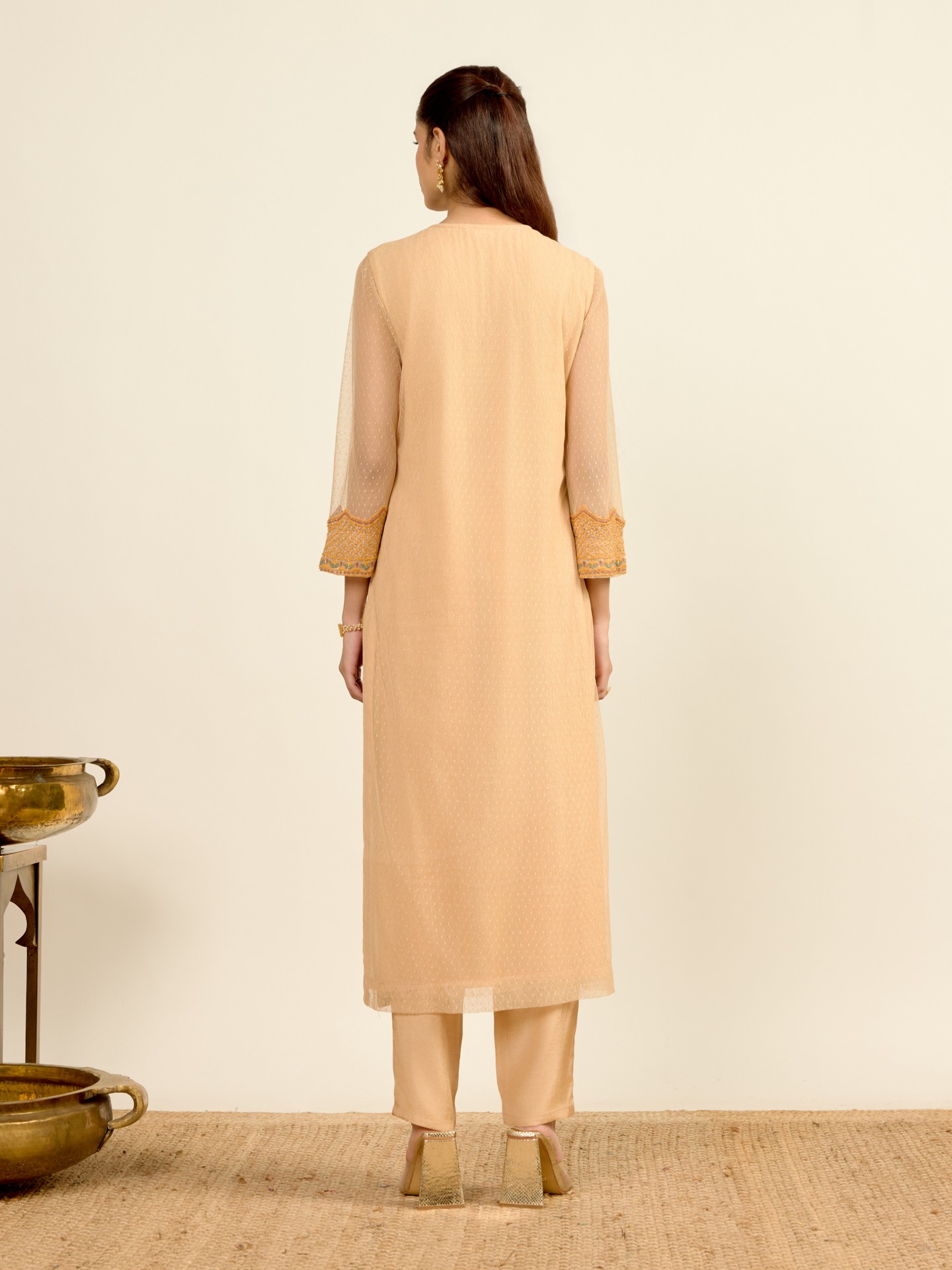 Beige Junie Solid  Suit Set
