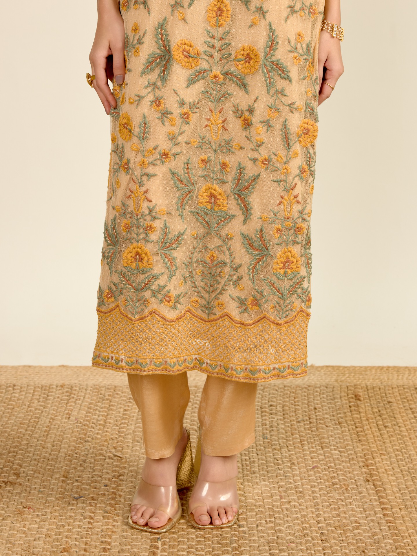 Beige Junie Solid  Suit Set