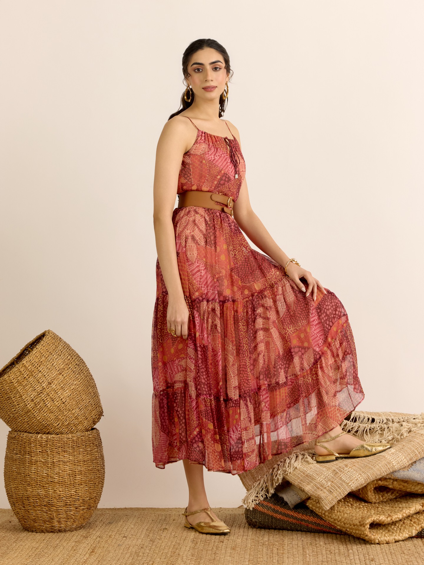 Orange Desert Bloom Long Dress
