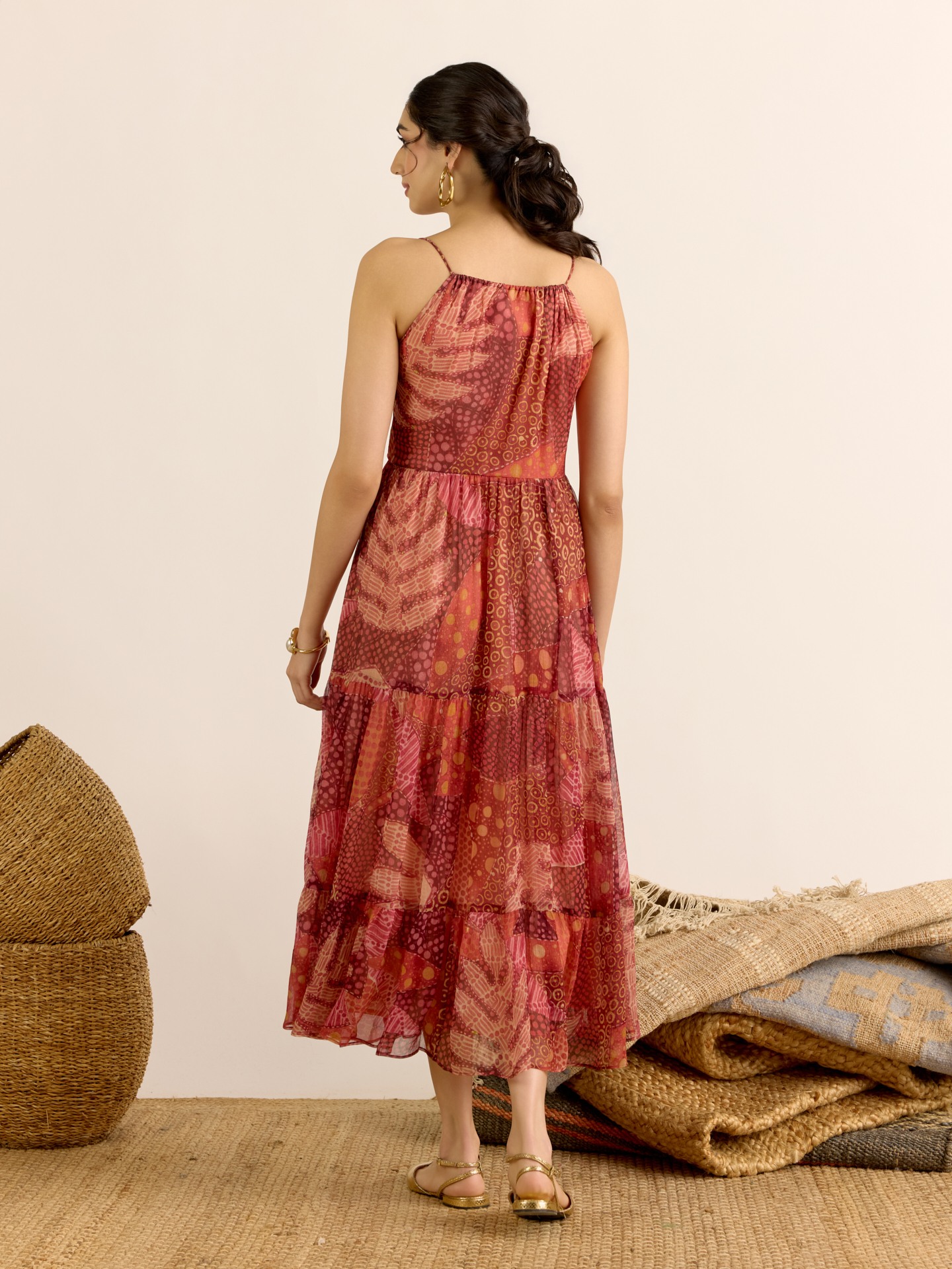 Orange Desert Bloom Long Dress