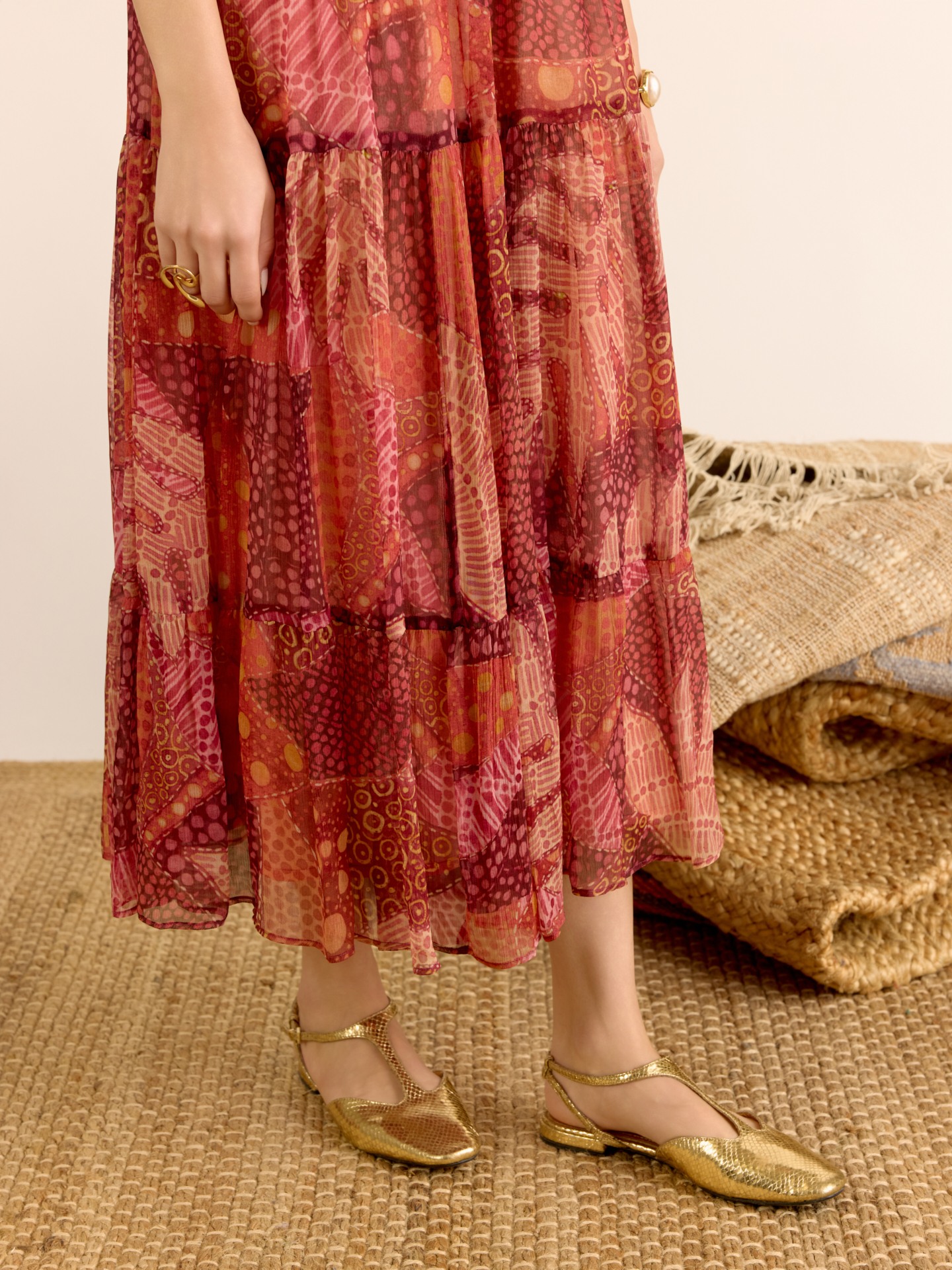 Orange Desert Bloom Long Dress