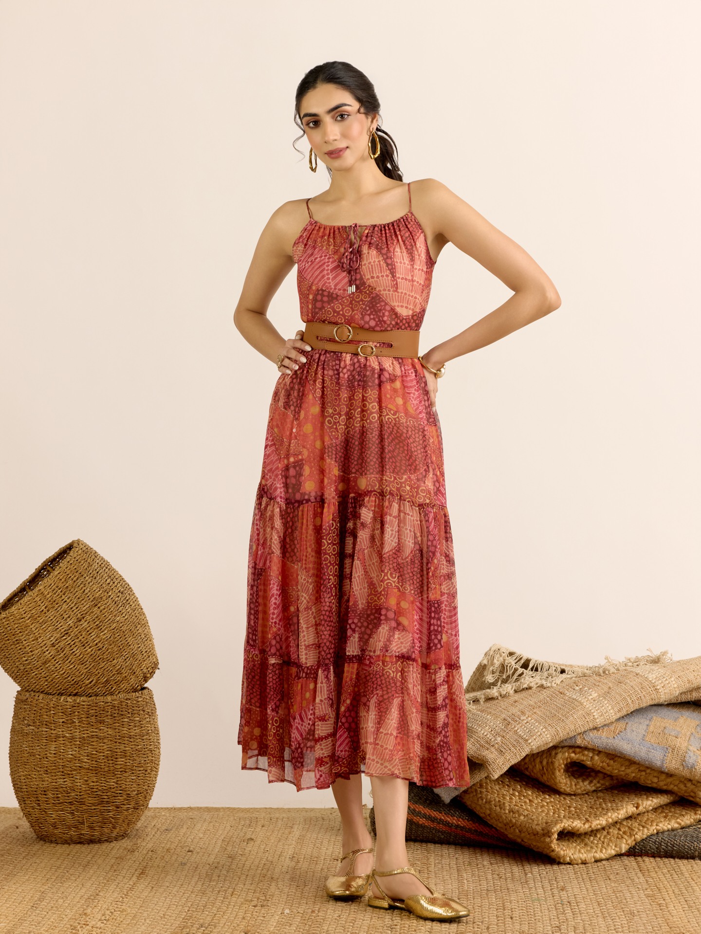 Orange Desert Bloom Long Dress