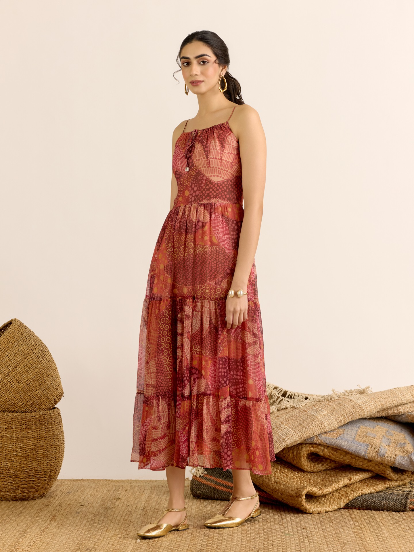 Orange Desert Bloom Long Dress