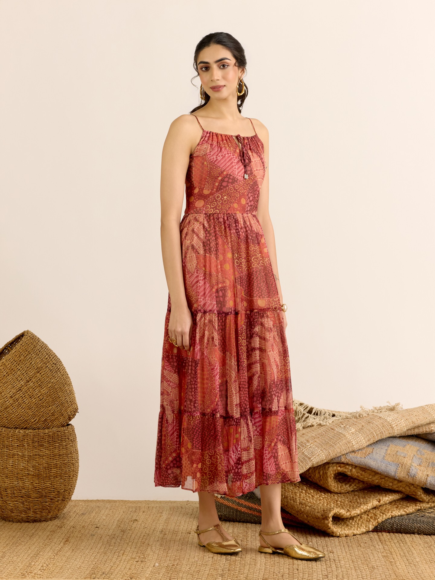 Orange Desert Bloom Long Dress