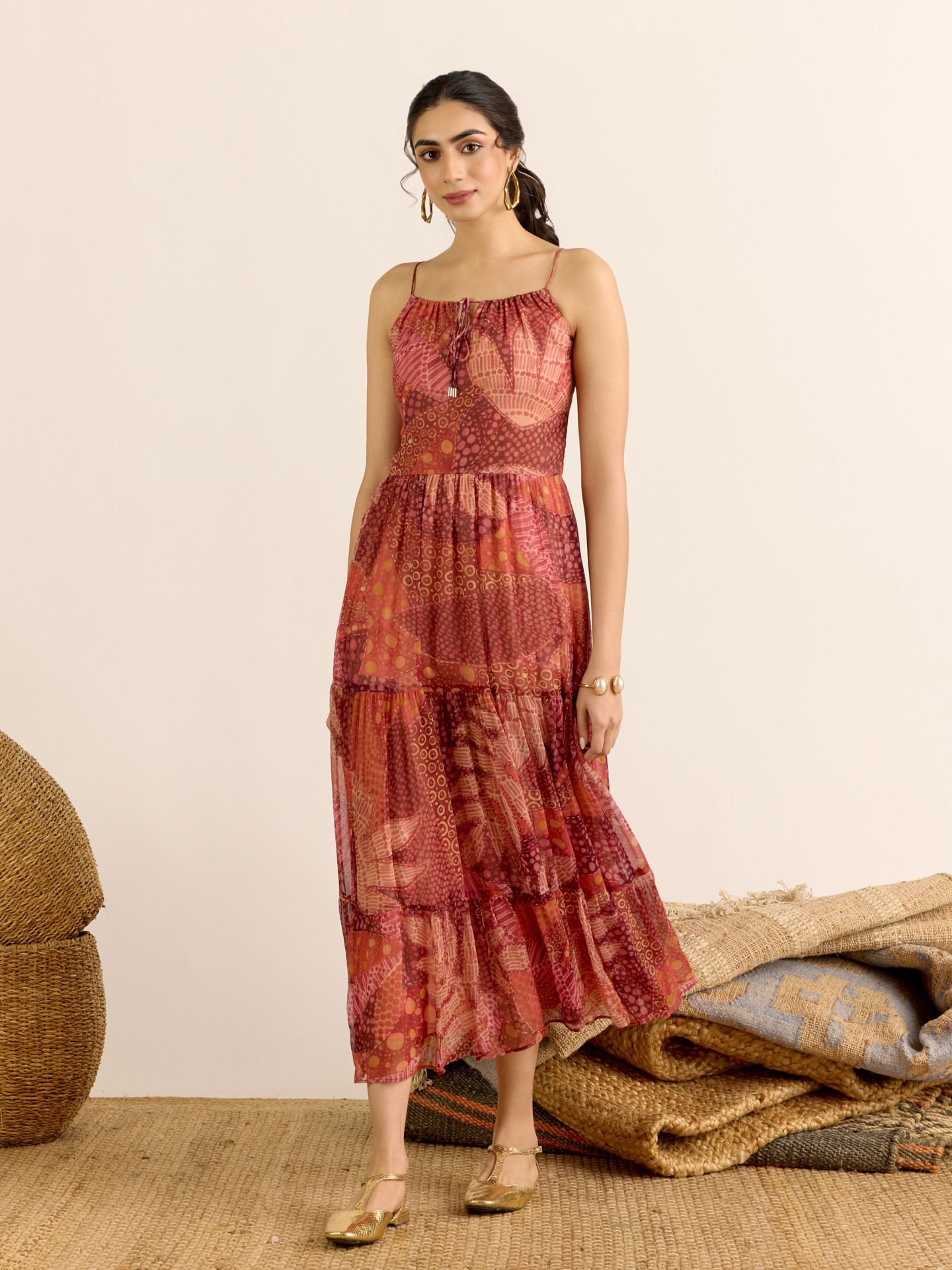 Orange Desert Bloom Long Dress