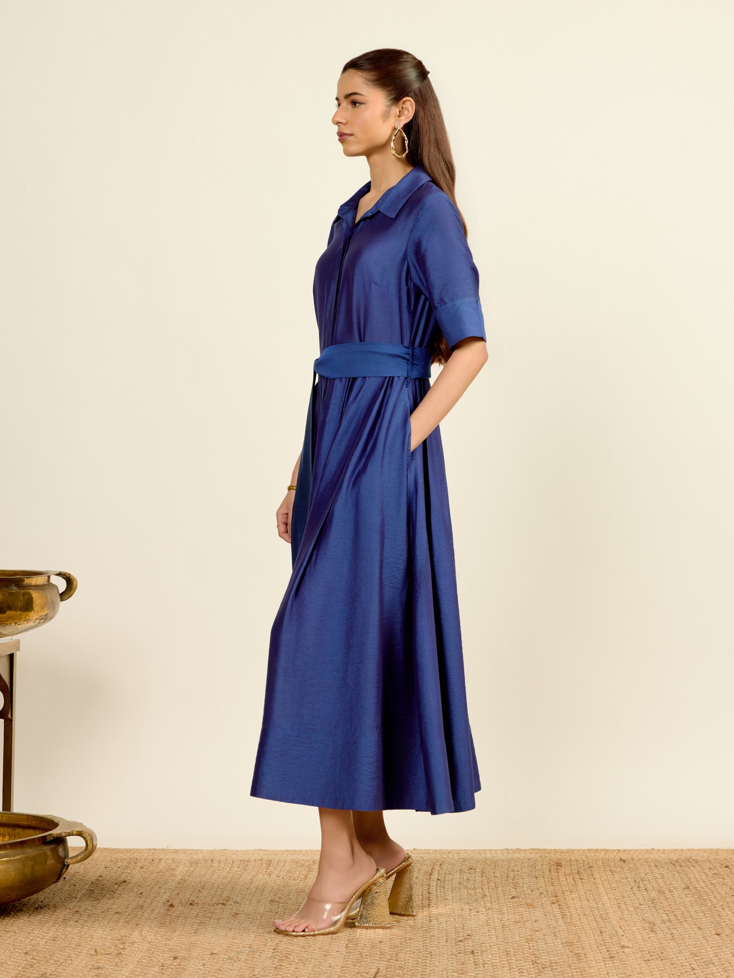 Blue Vinayak Solid Long Dress