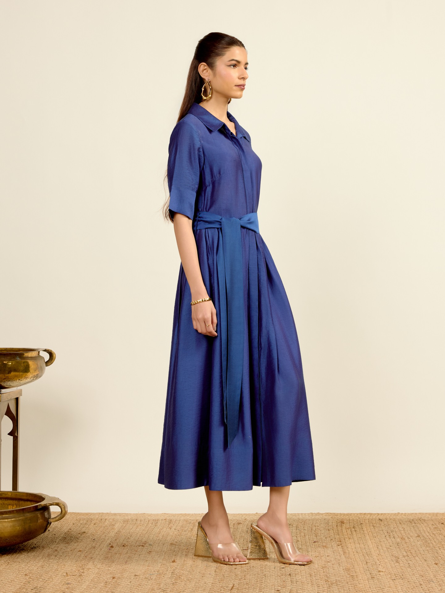 Blue Vinayak Solid Long Dress
