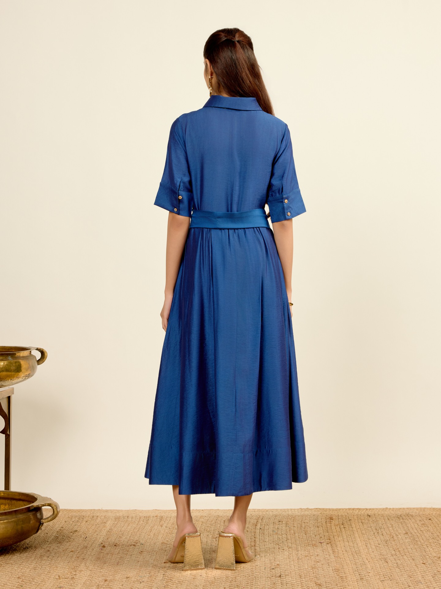 Blue Vinayak Solid Long Dress