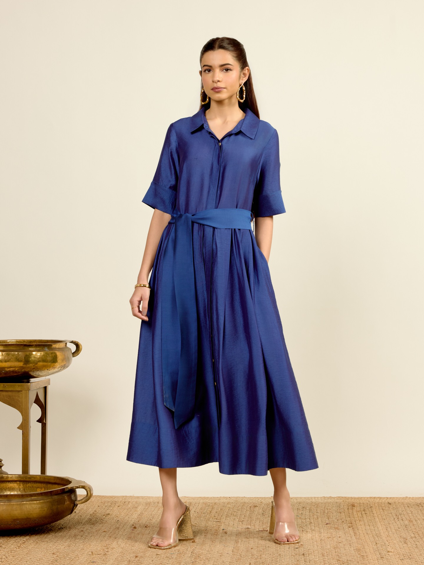 Blue Vinayak Solid Long Dress