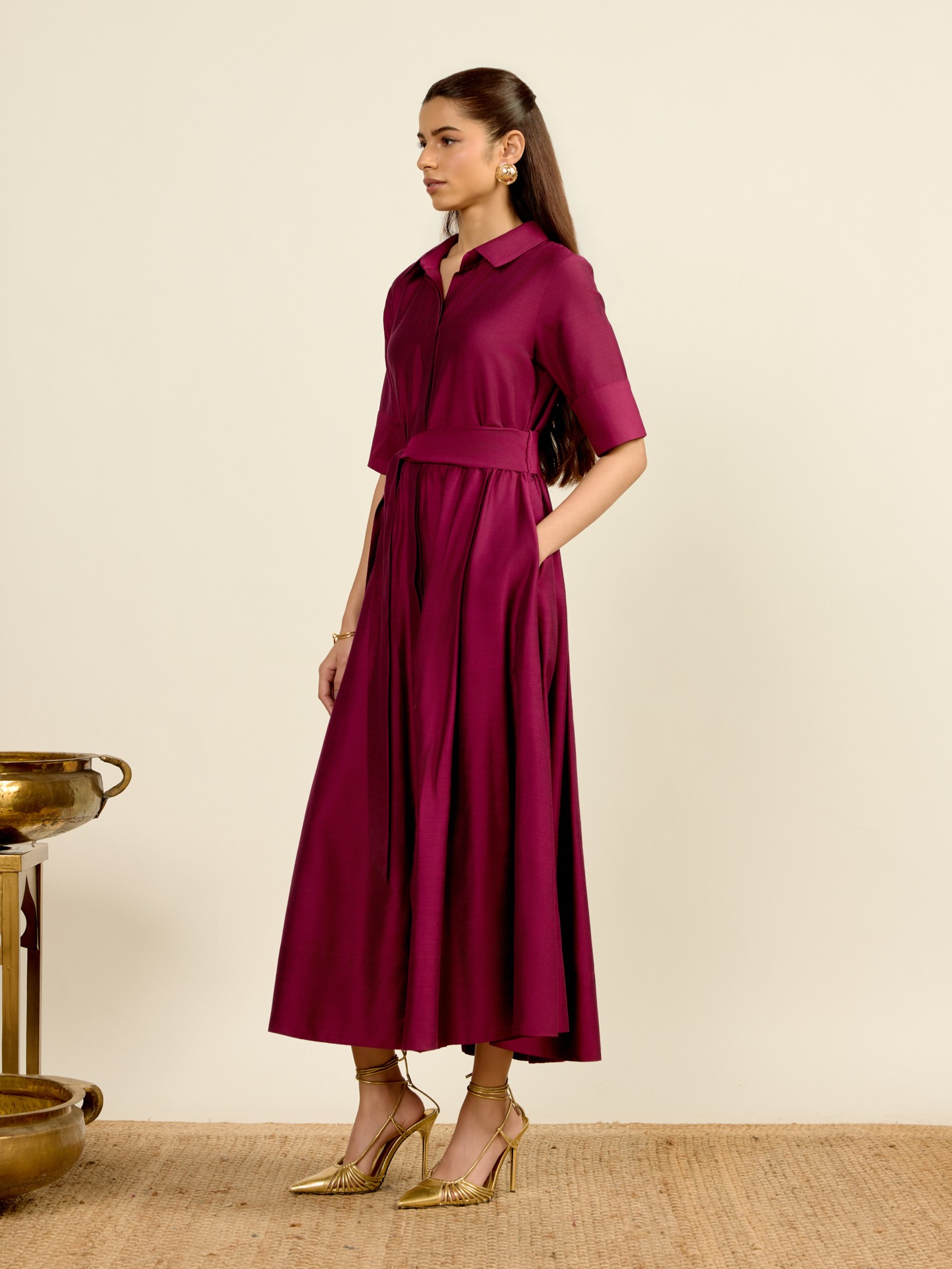 Purple Vinayak Solid Long Dress