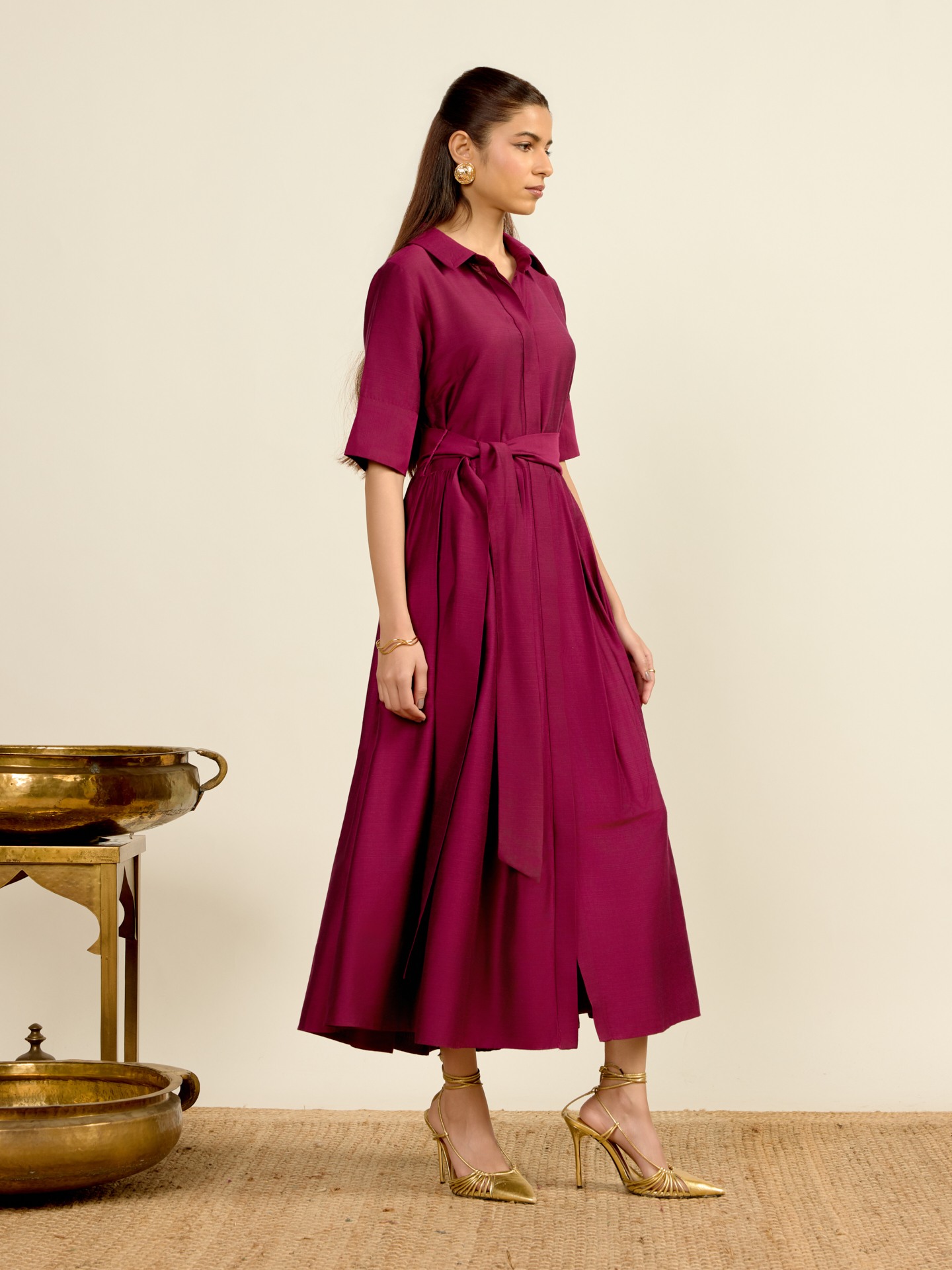 Purple Vinayak Solid Long Dress