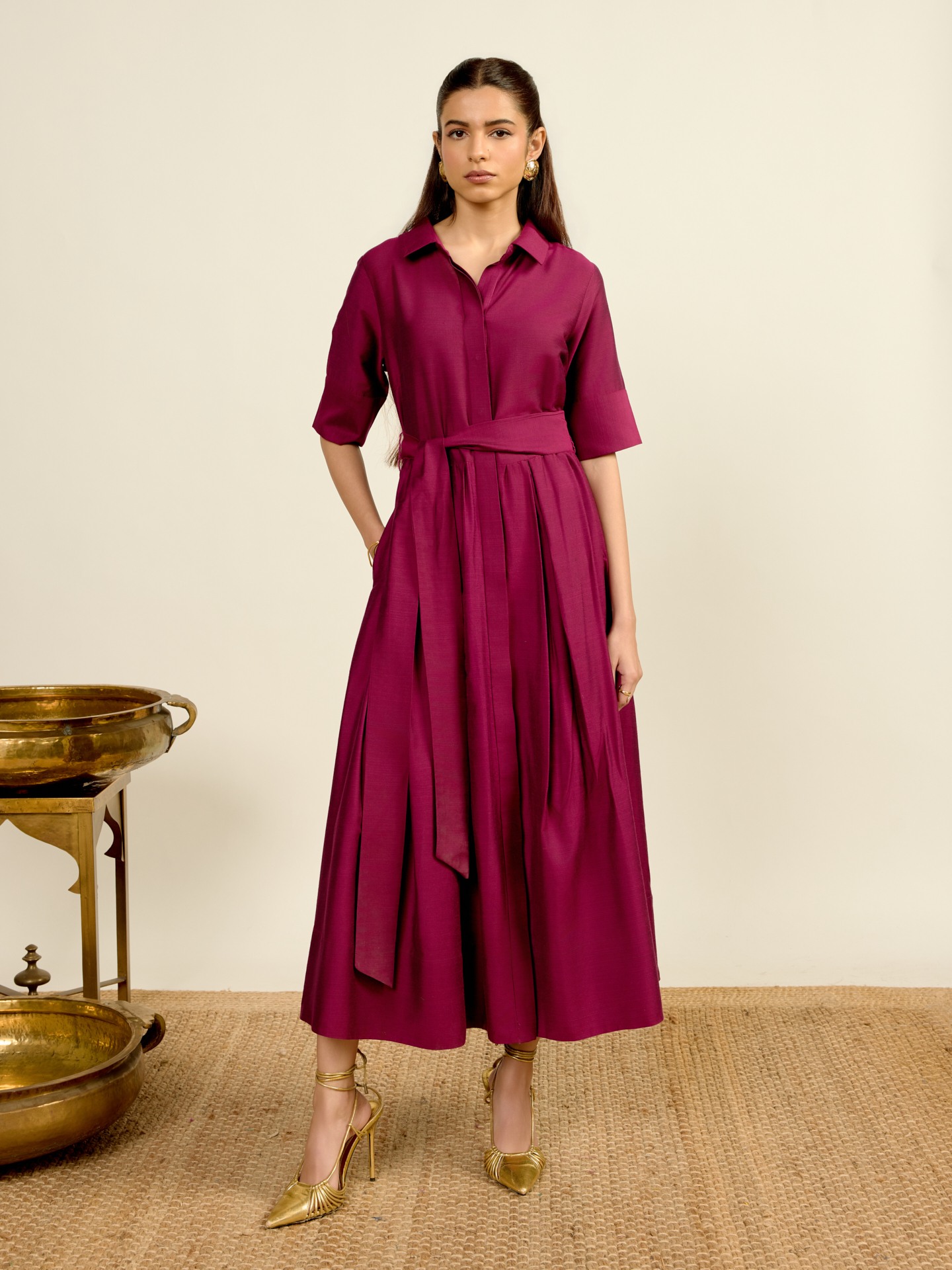 Purple Vinayak Solid Long Dress