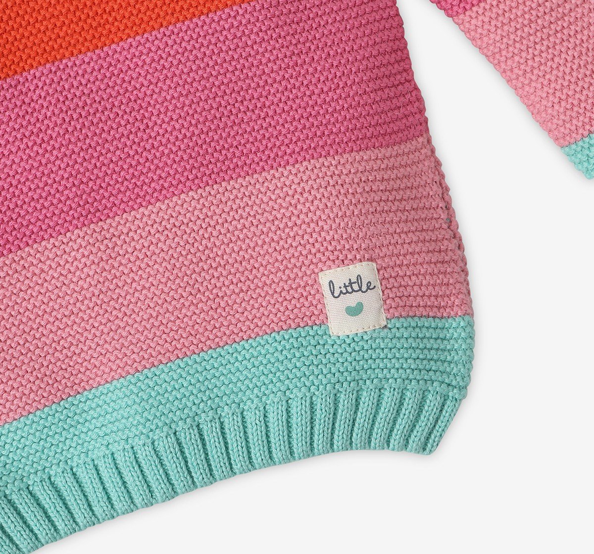 Infant Girls Striped 100% Cotton Sweater - Multicolour